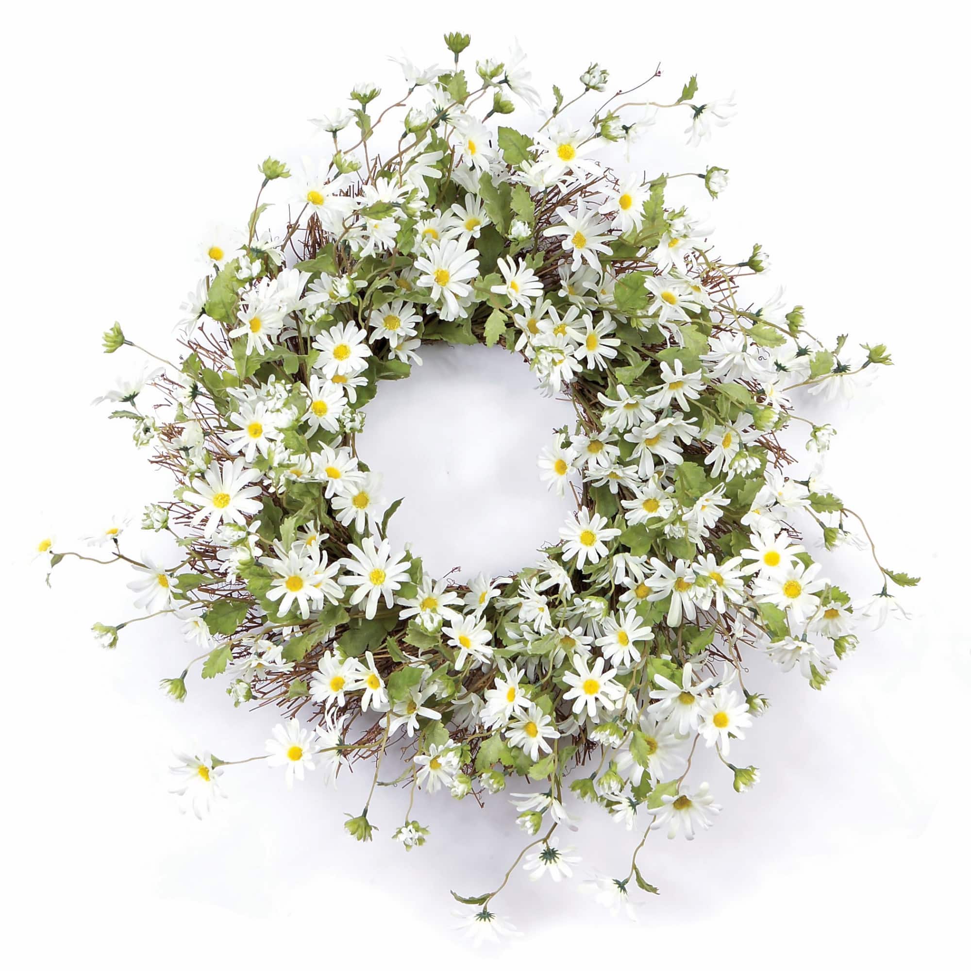 23" White Daisy Wreath