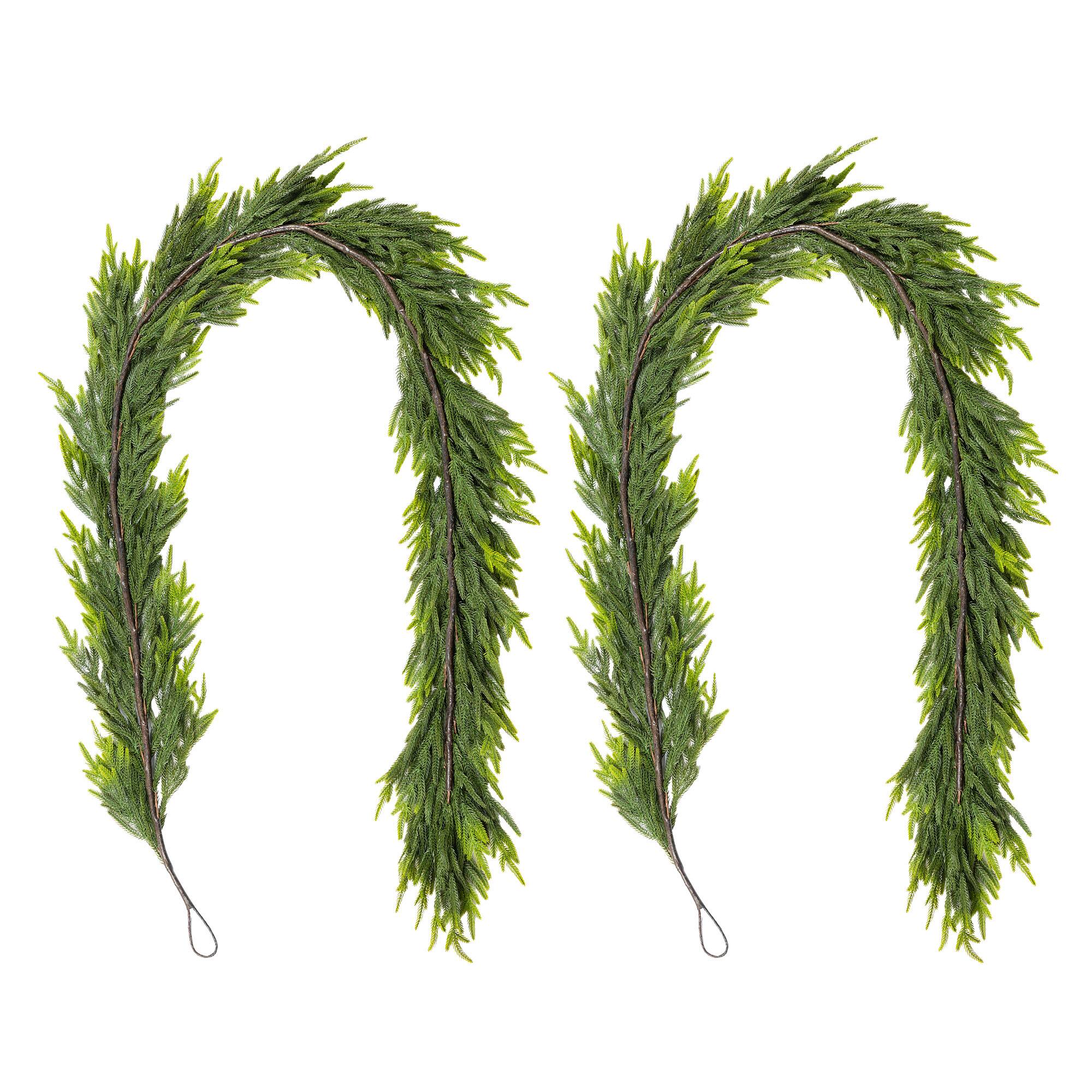 Glitzhome® 9ft. Christmas Greenery PE Dripping Garland, Set of 2