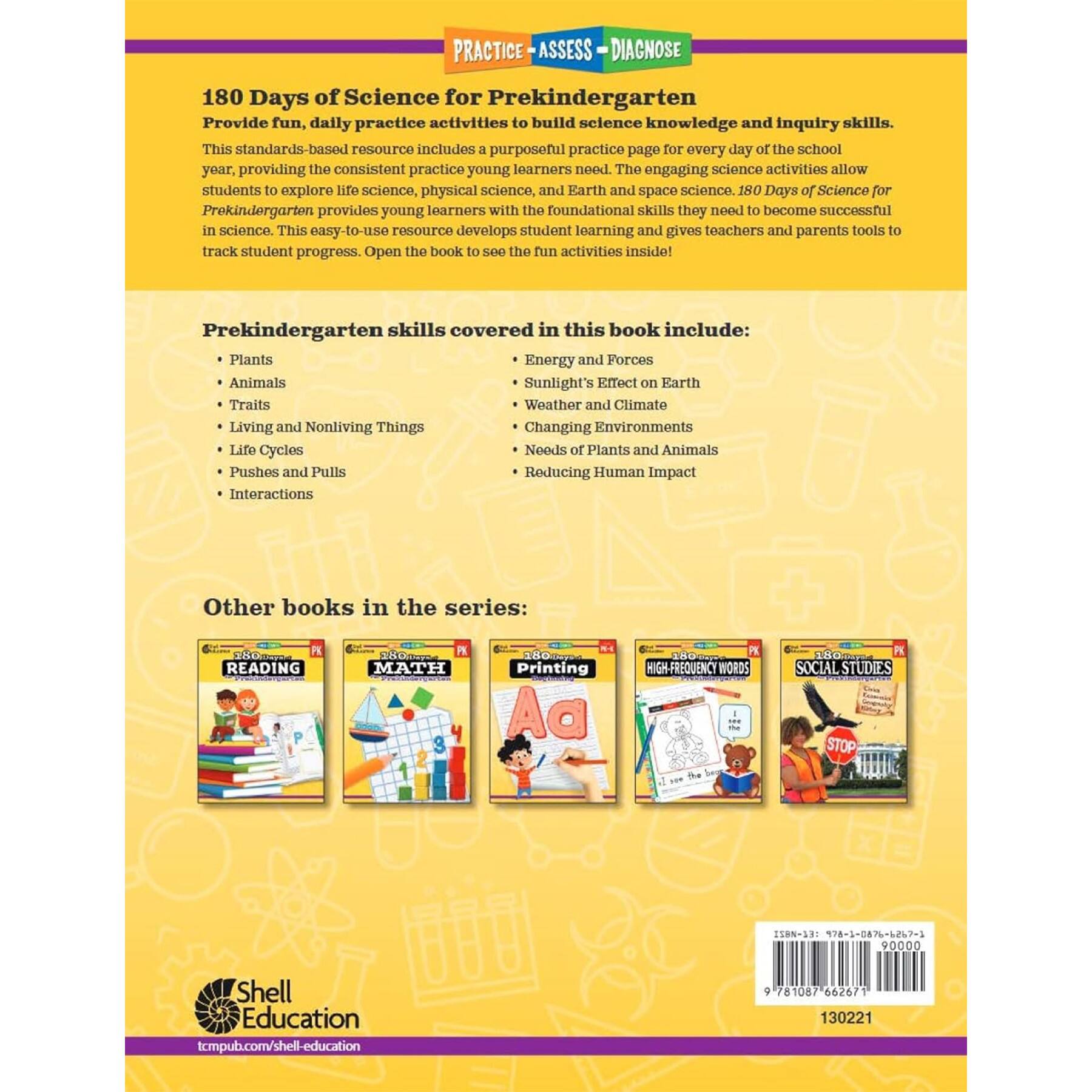 Shell Education 180 Days of Science Prekindergarten Workbook