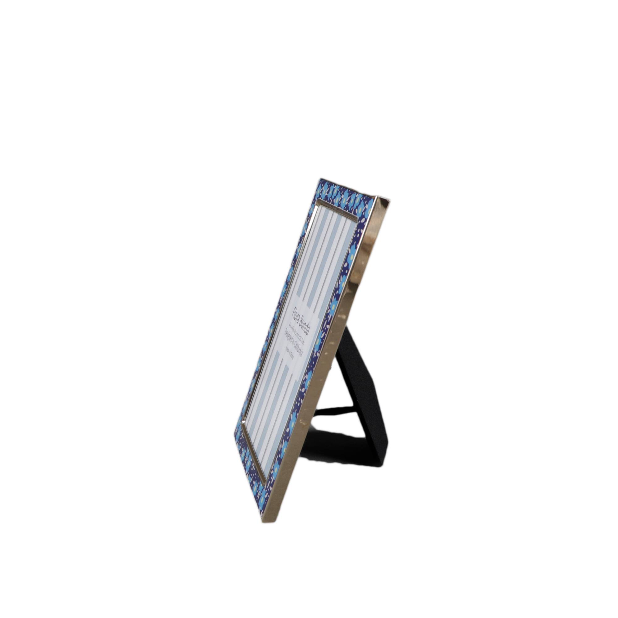 Flora Bunda 4" x 6" Blue Floral Aluminum Picture Frame