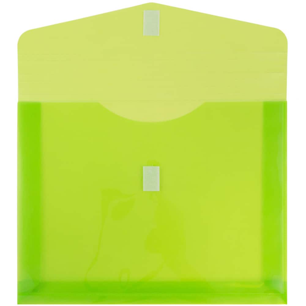 JAM Paper 9.75" x 13" Lime Green Plastic Hook & Loop Closure Envelopes, 12ct.