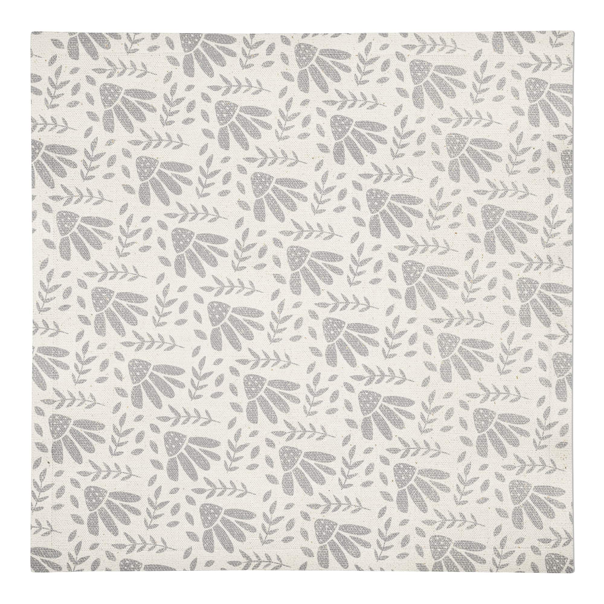 Simple Gray Florals 10" x 10" Cotton Twill Napkin