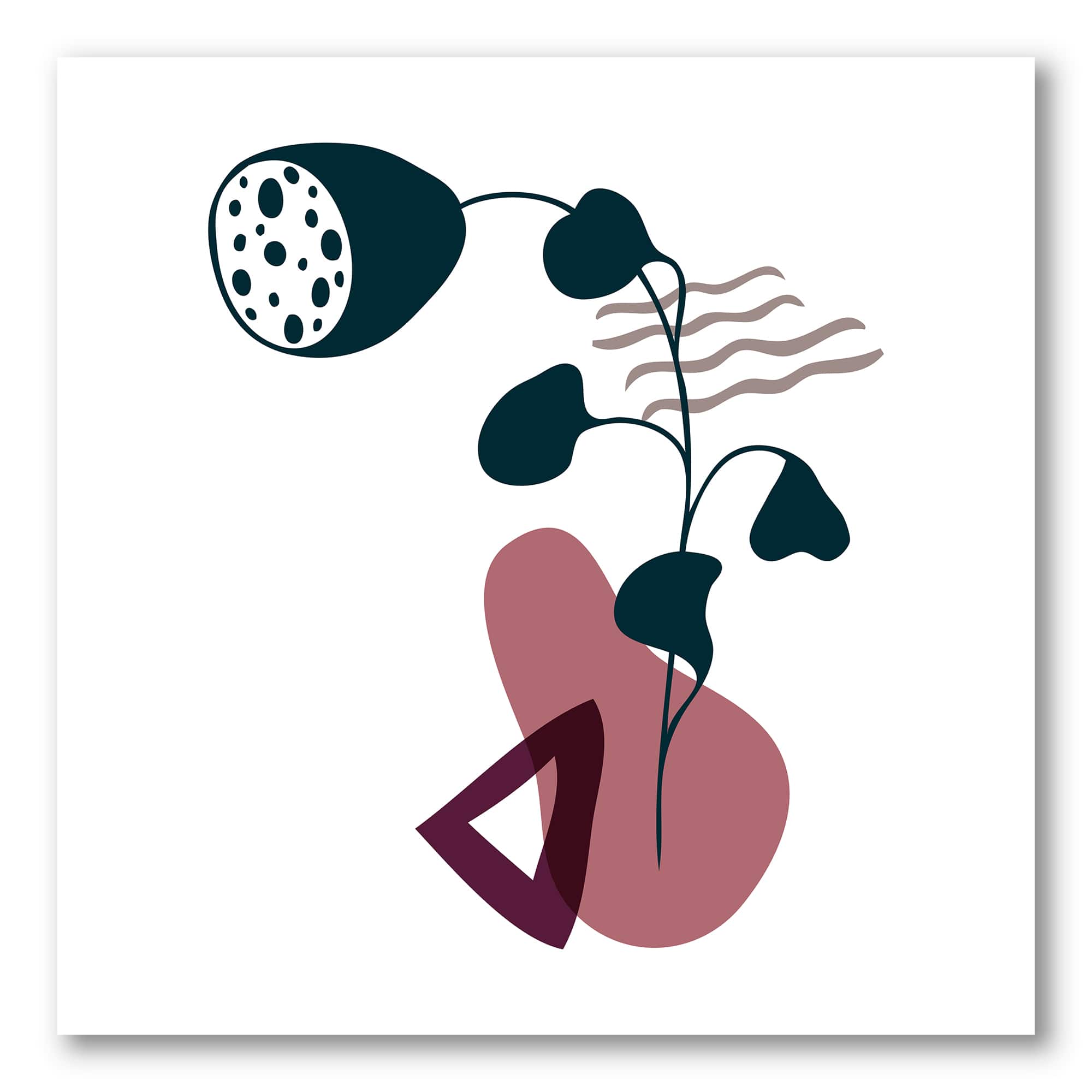 Designart - Elementary Shapes With Abstract Flowers Plants V