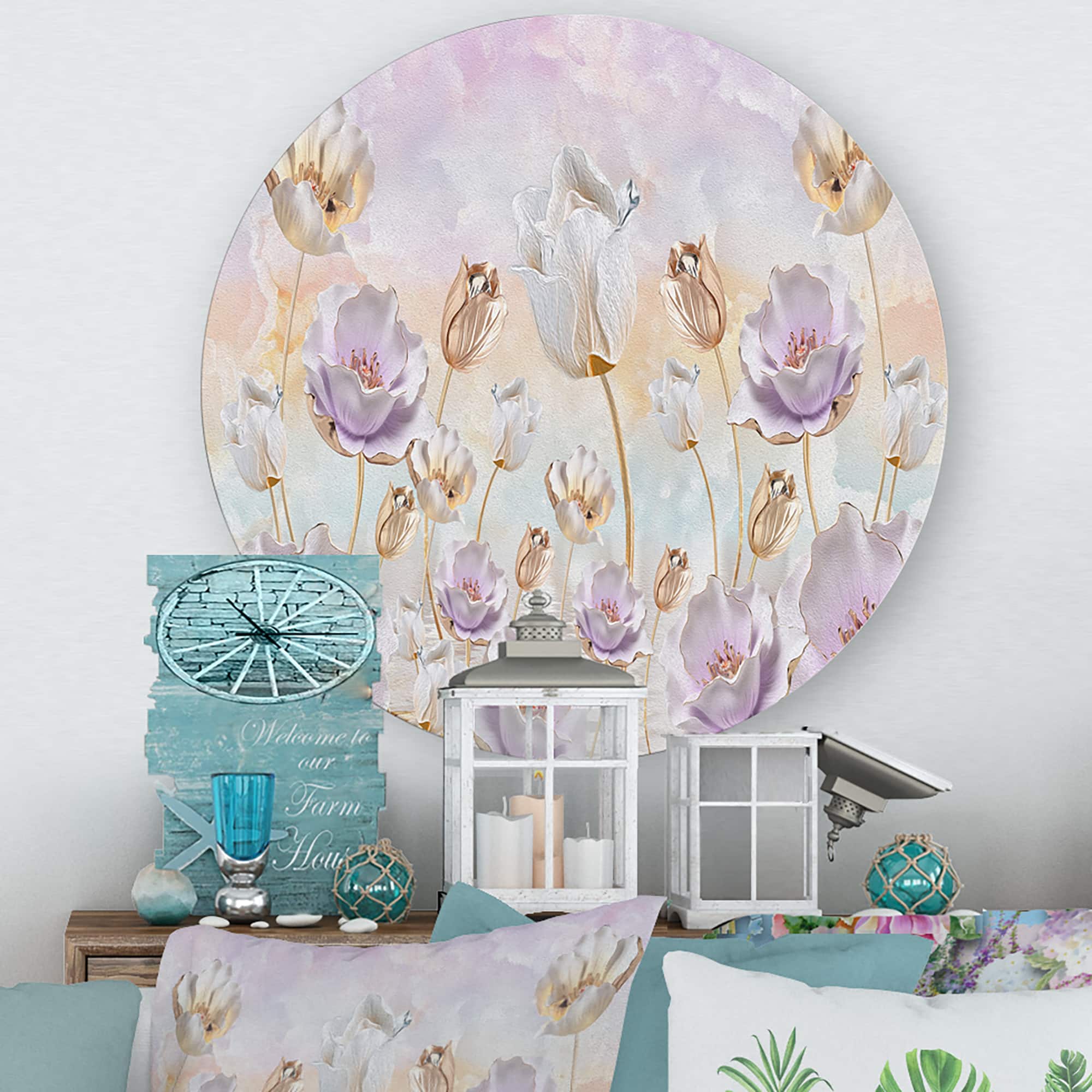 Designart - Blossoming Flowers In Pastel Tones