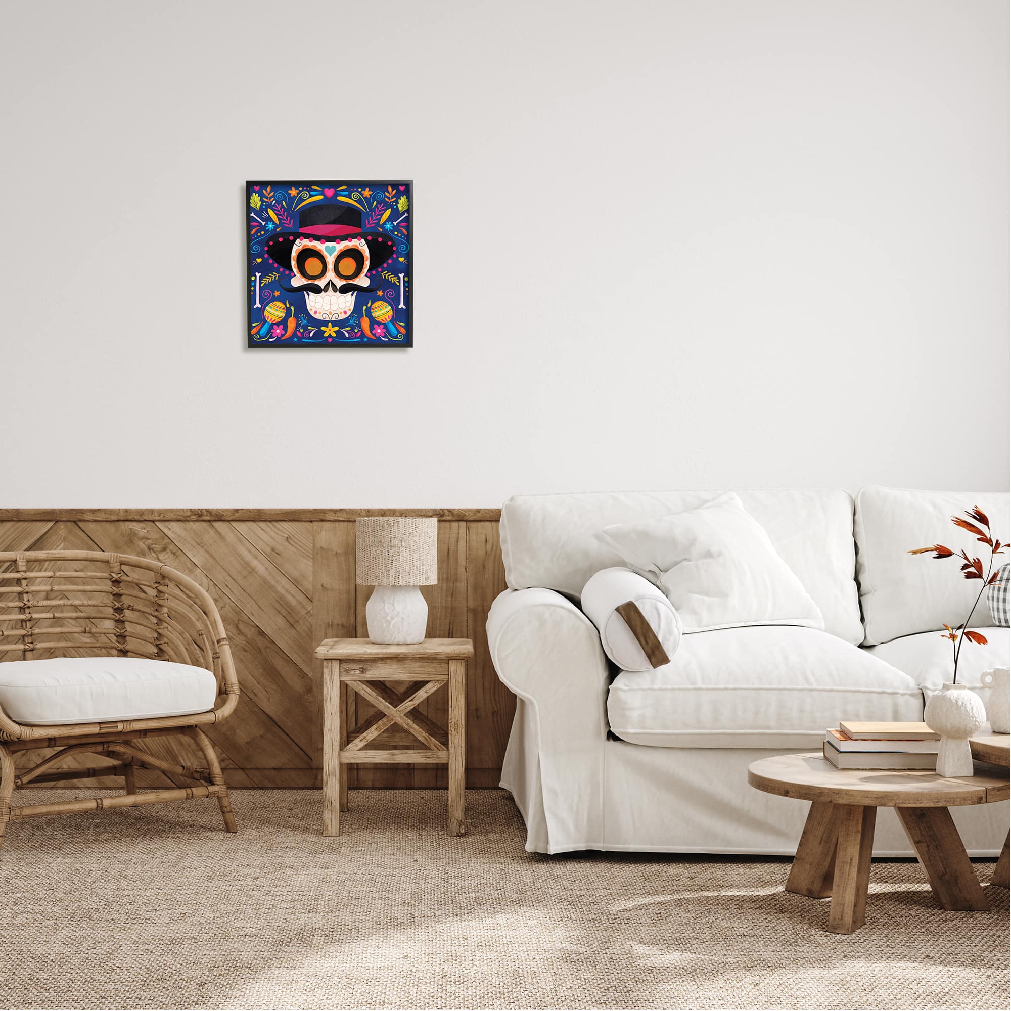 Stupell Industries Day Of Dead Patterned Skull Framed Giclee Art