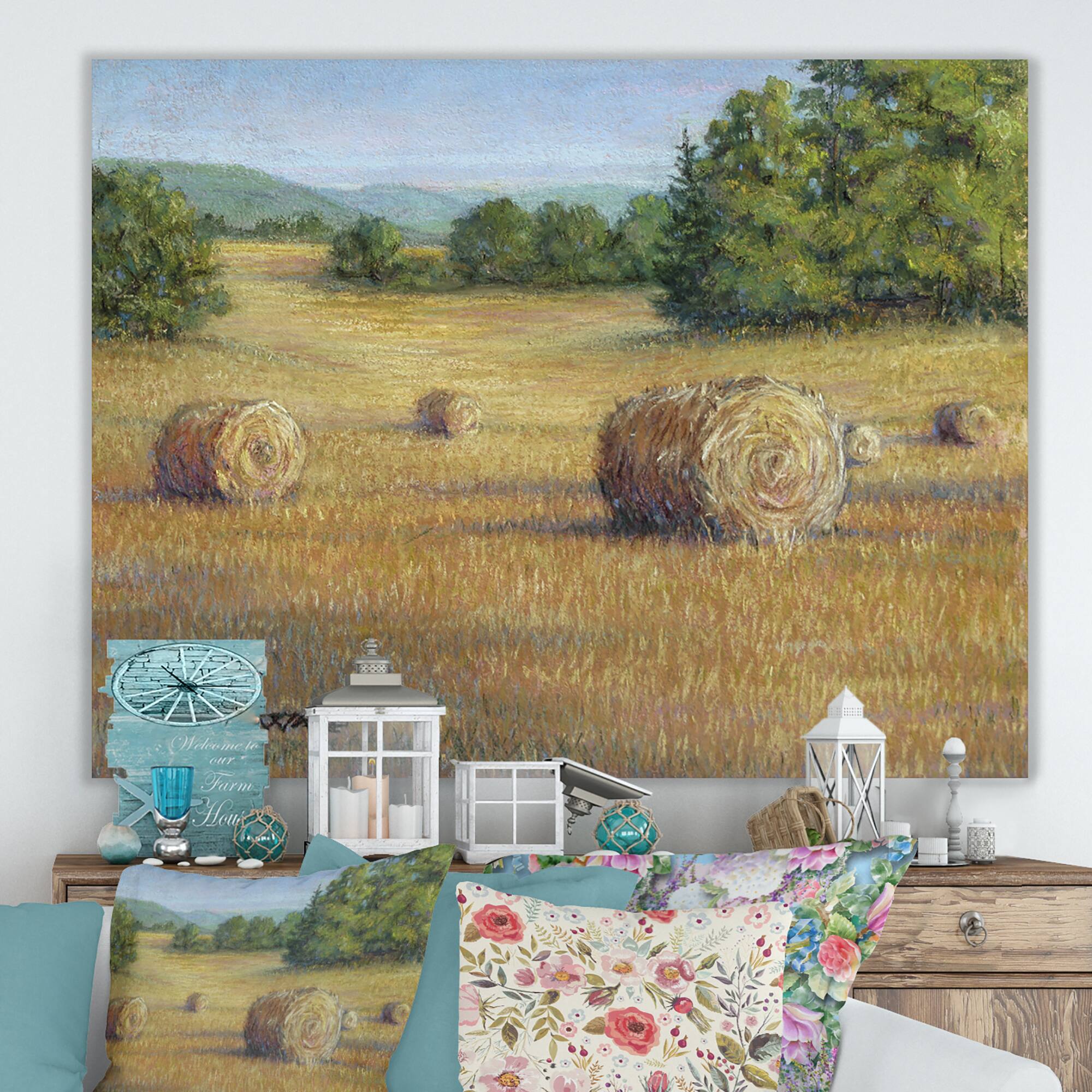Designart - South Of France Hay Bales - Farmhouse Premium Canvas Wall Art