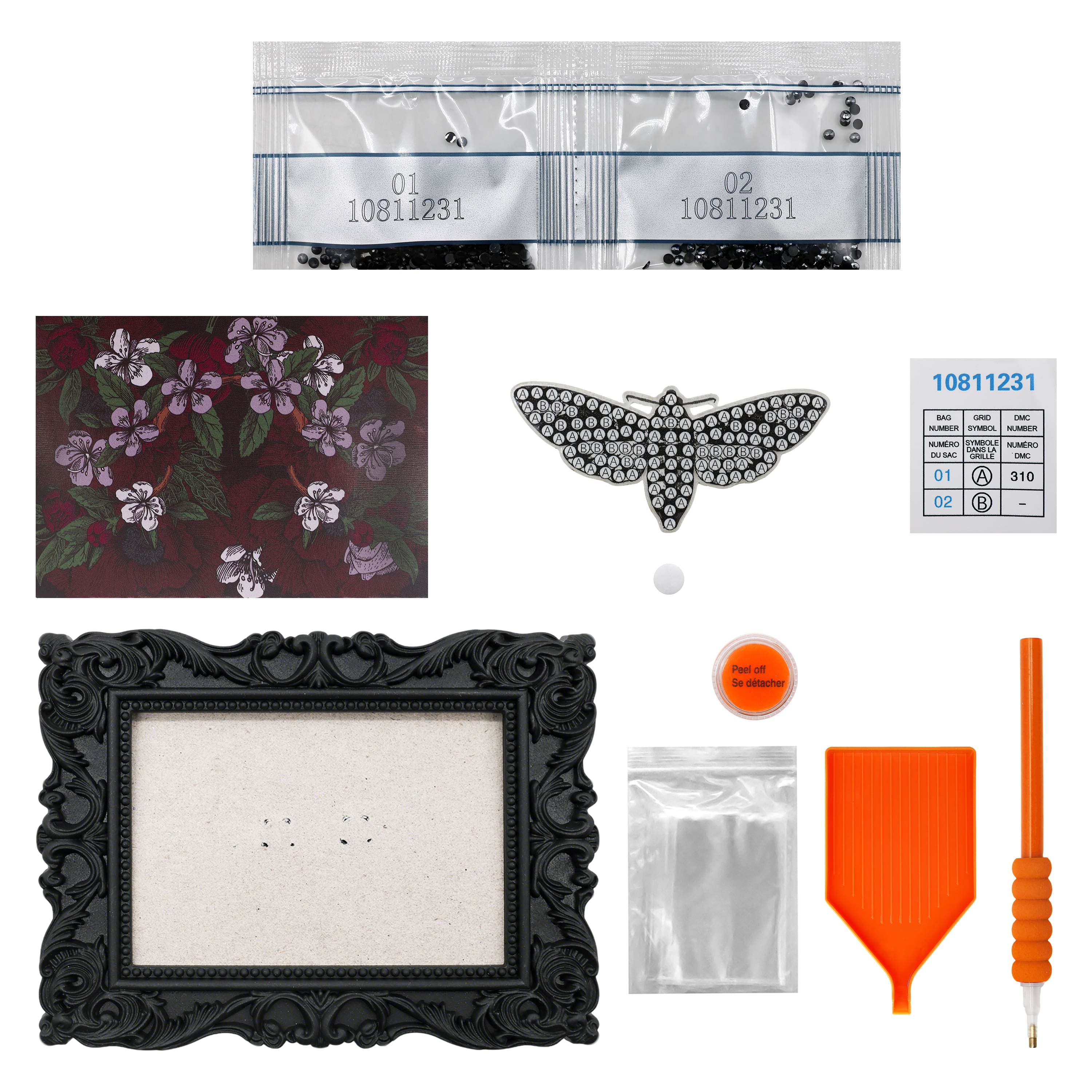2" x 3" Moth Acrylic Surface Diamond Art Kit with Frame by Make Market®