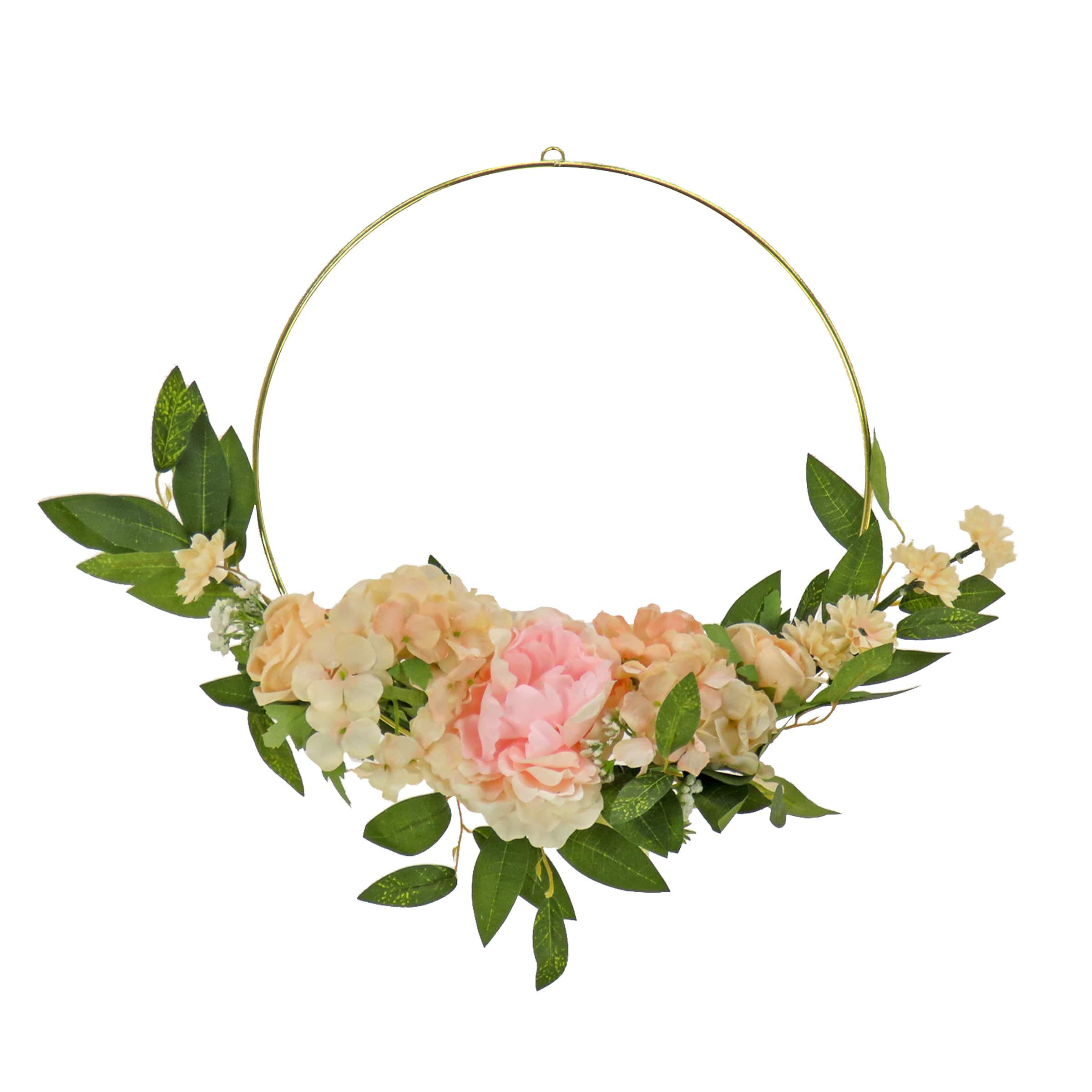 18" Spring Peony & Rose Hoop Wreath