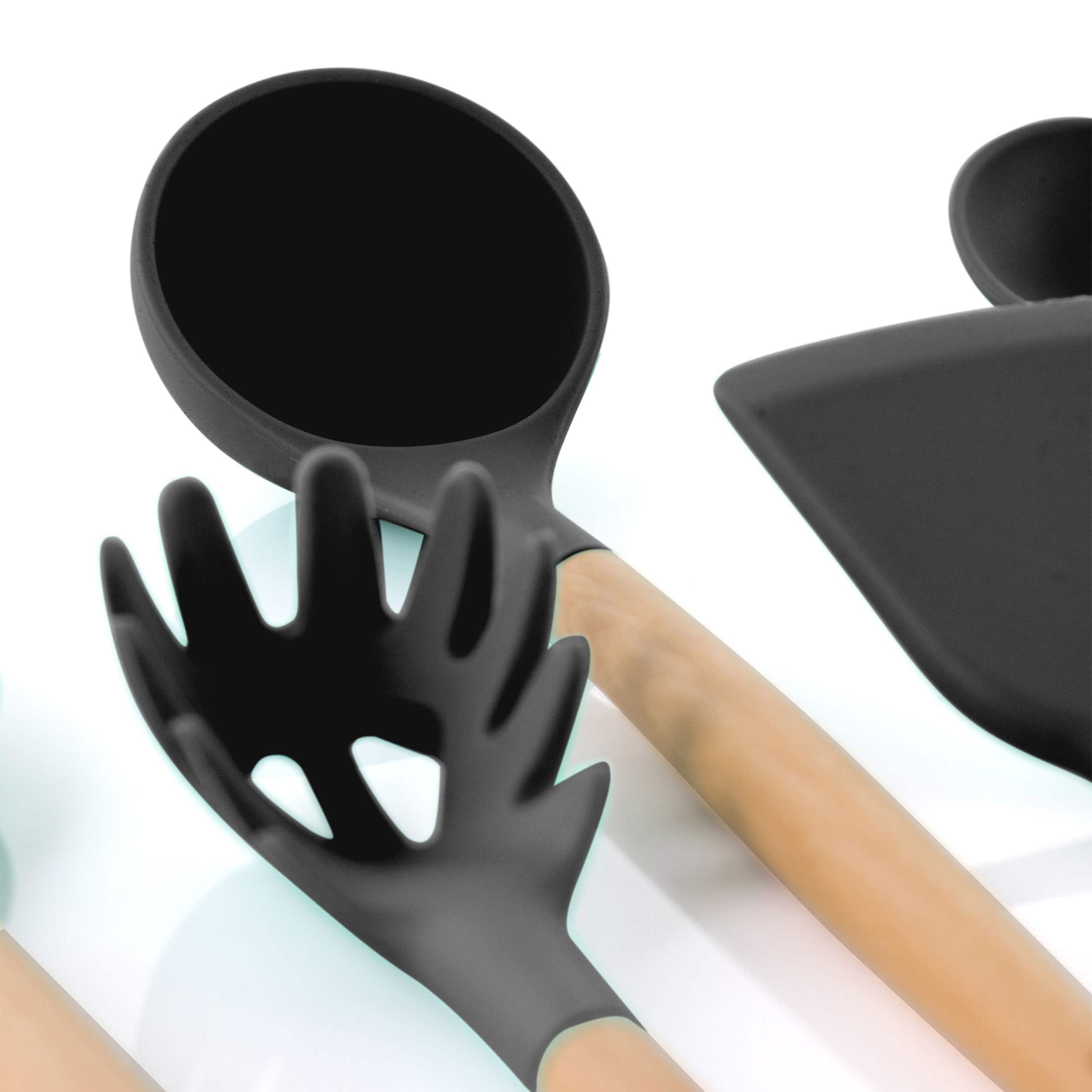 MegaChef Gray Silicone & Wood Cooking Utensils Set, 9ct.