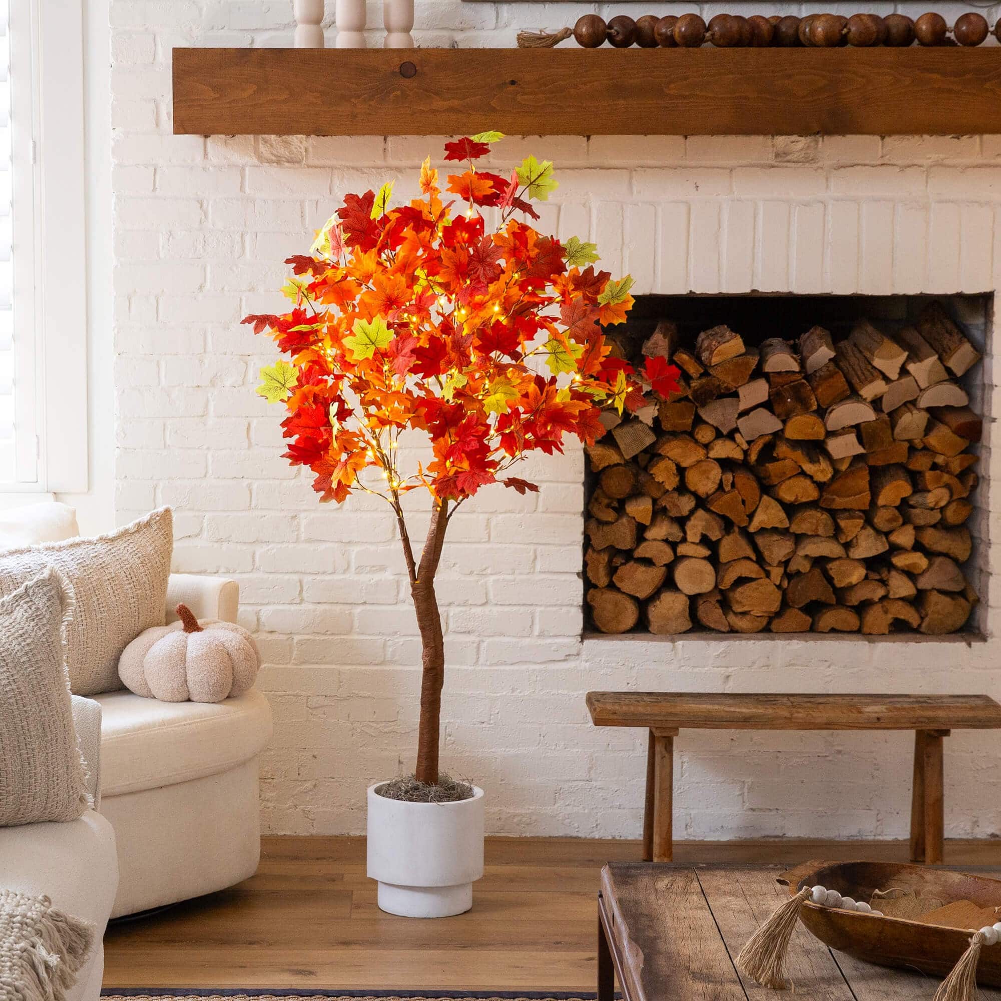 5ft. Pre-Lit Shades of Autumn Maple Artificial Fall Tree with 270 Warm White LED Lights