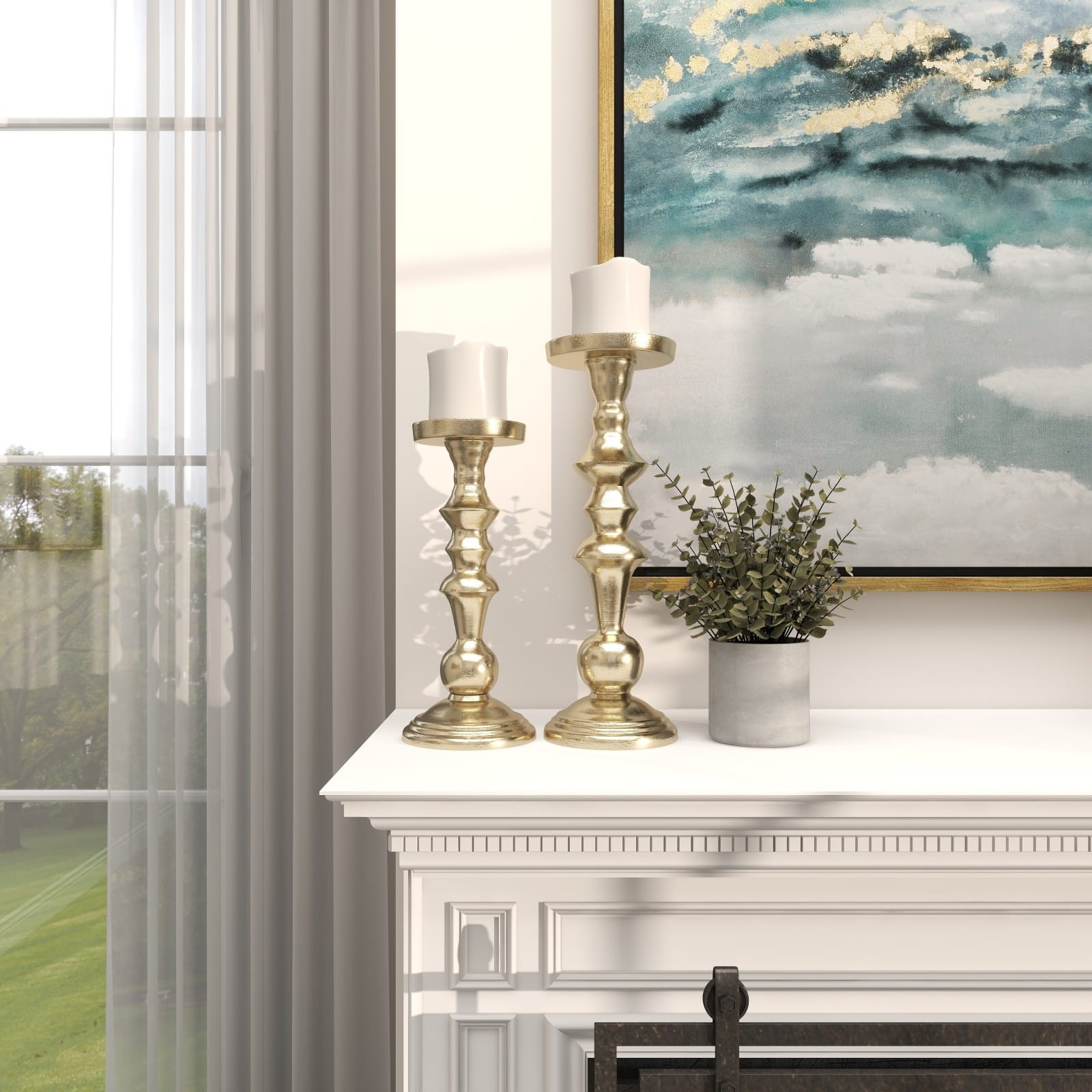 Gold Aluminum Candle Holder Set