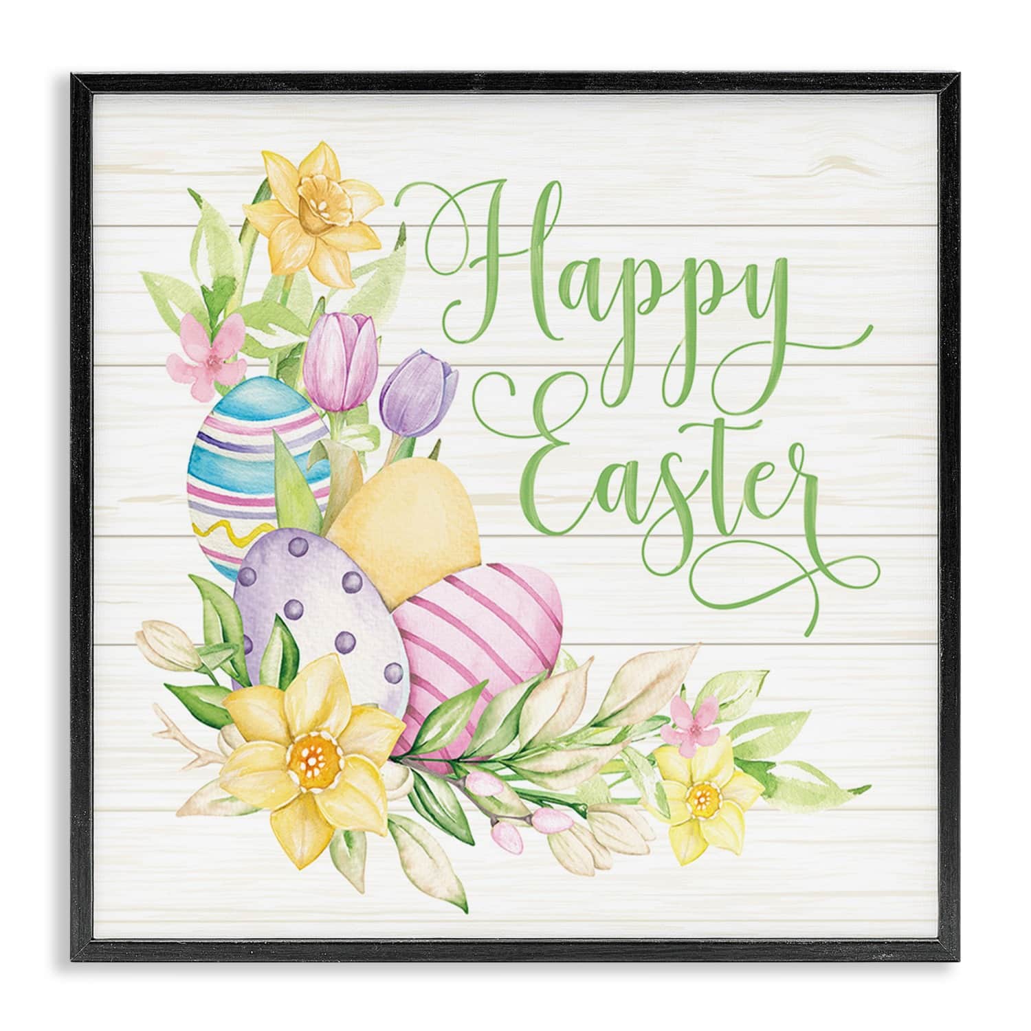 Stupell Industries Happy Easter Daffodils Framed Giclee Art