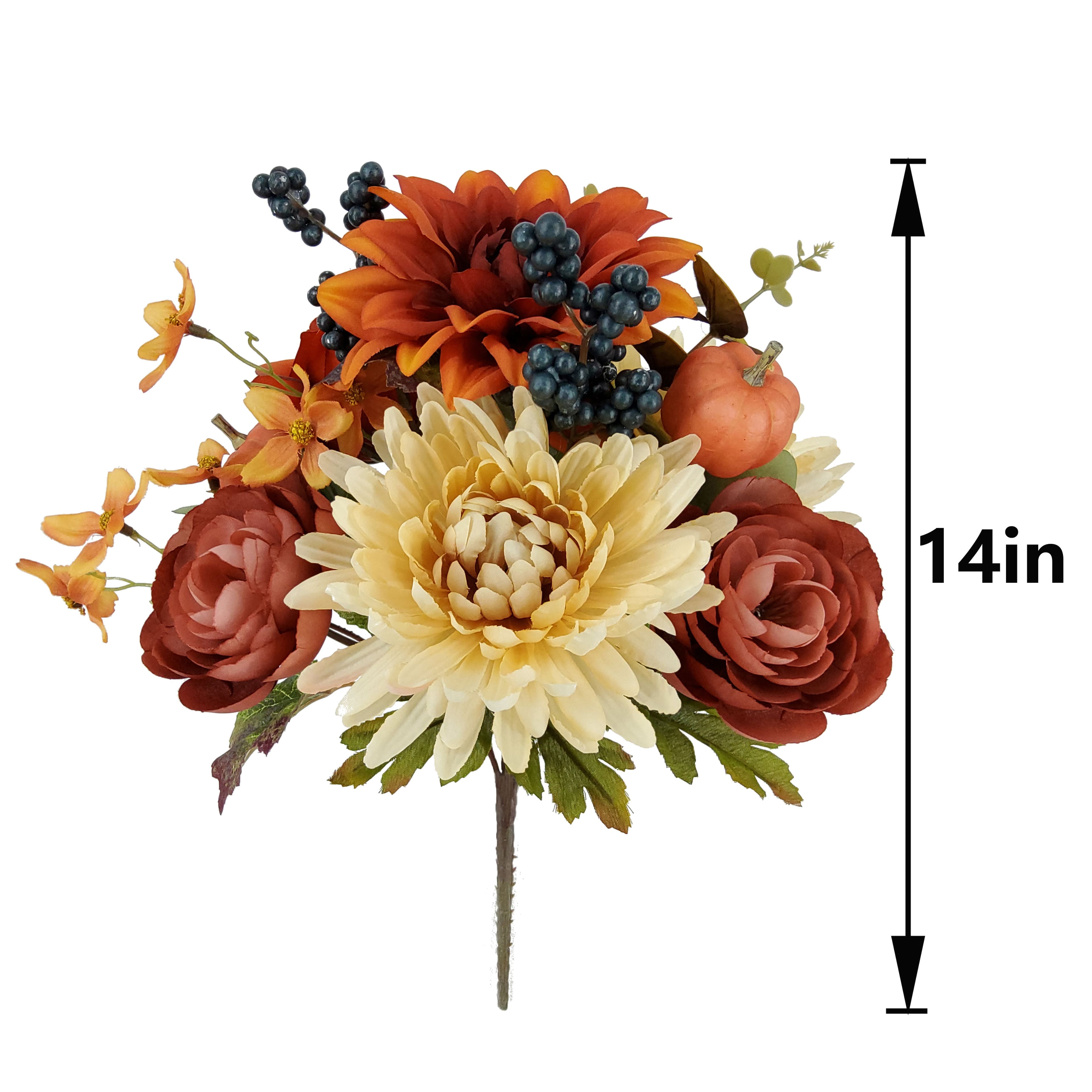 14" Orange Dahlia & Ranunculus with Berry Mix Bush by Ashland®