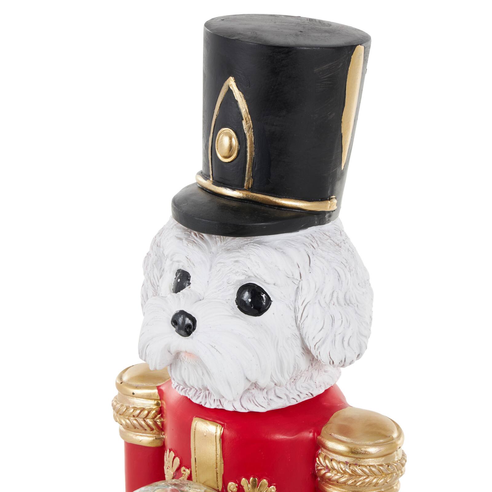  31.5" Fiberglass Dog Tall Soldier Decorative Christmas Sculpture