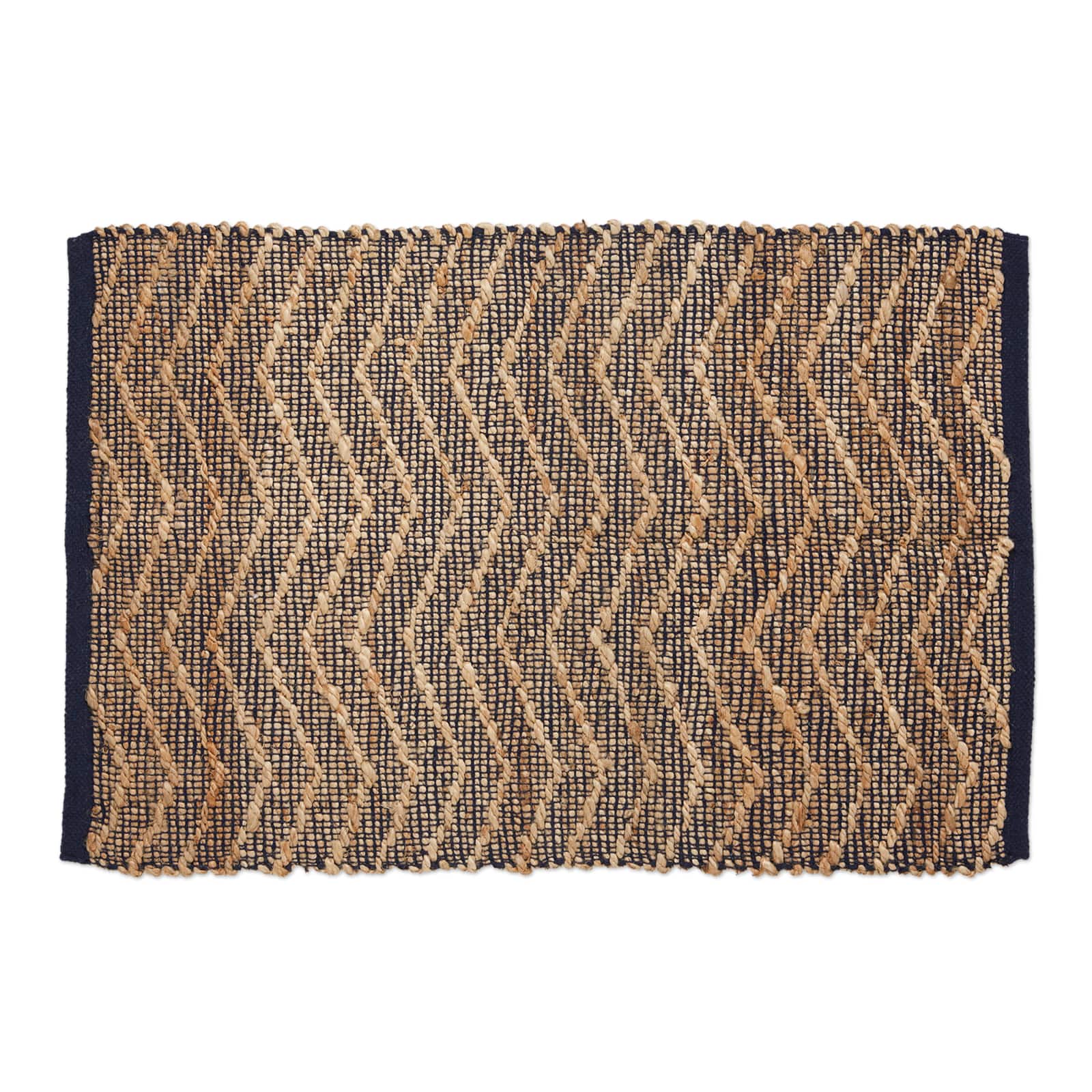 DII® French Blue with Natural Jute Chevron Hand-Loomed Rug, 2ft. x 3ft.