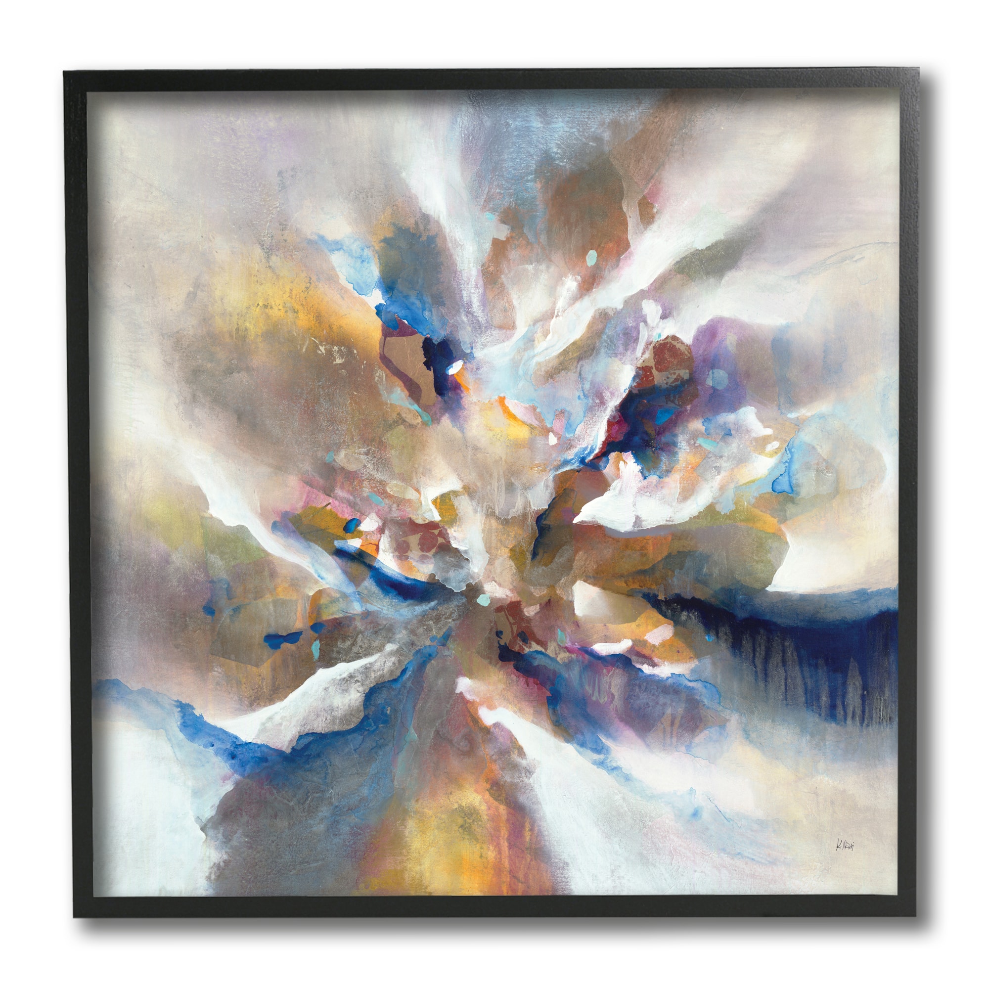 Stupell Industries Complex Abstraction Grey Orange Brush Strokes,12" x 12