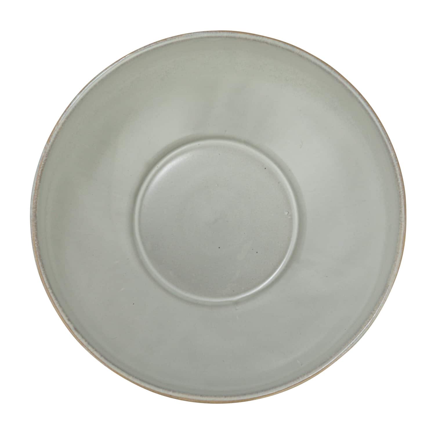 Hello Honey® 10" Cream & Green Reactive Glaze Stripes Hand-Painted Stoneware Bowl