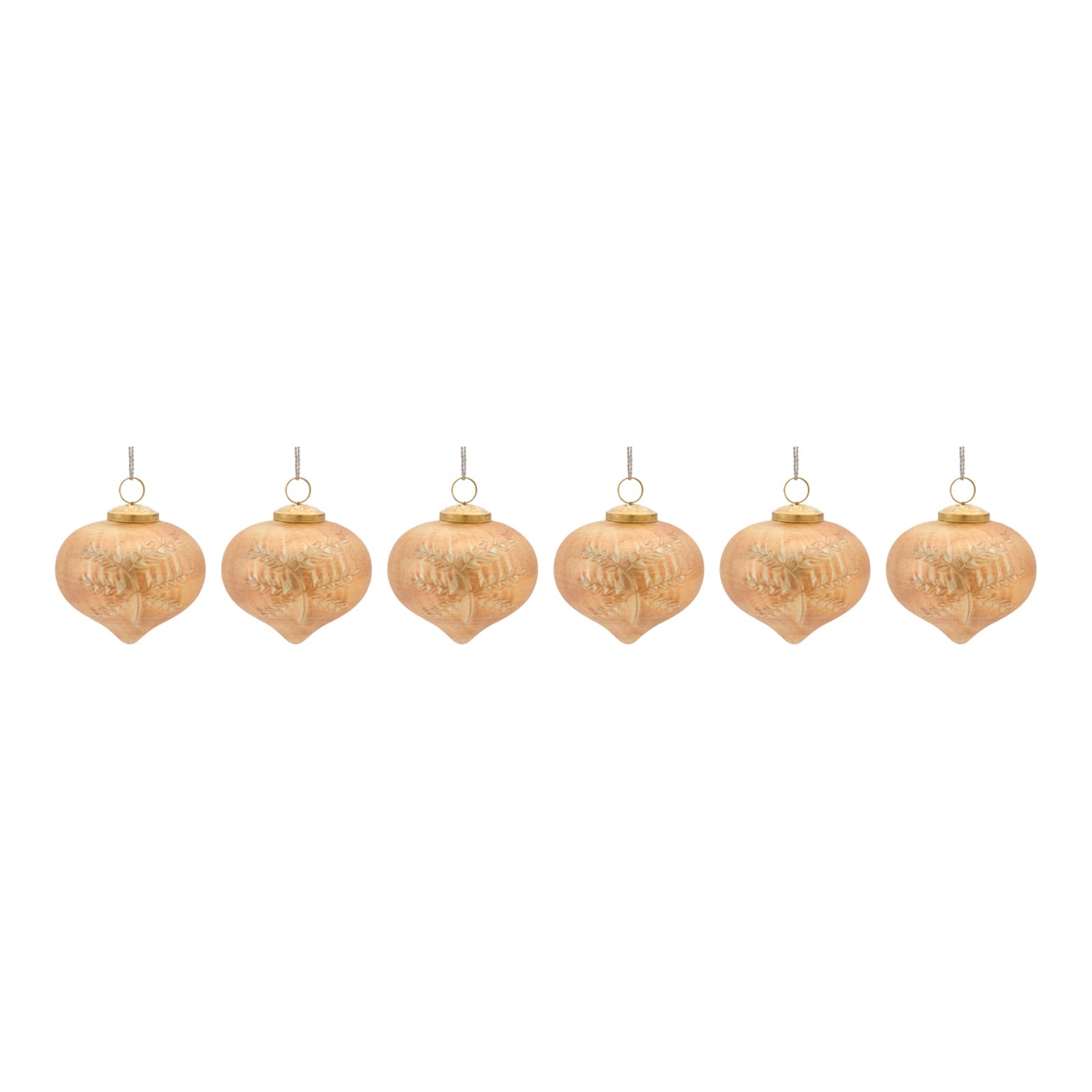 6ct. Orange Etched Mercury Glass Onion Ornaments