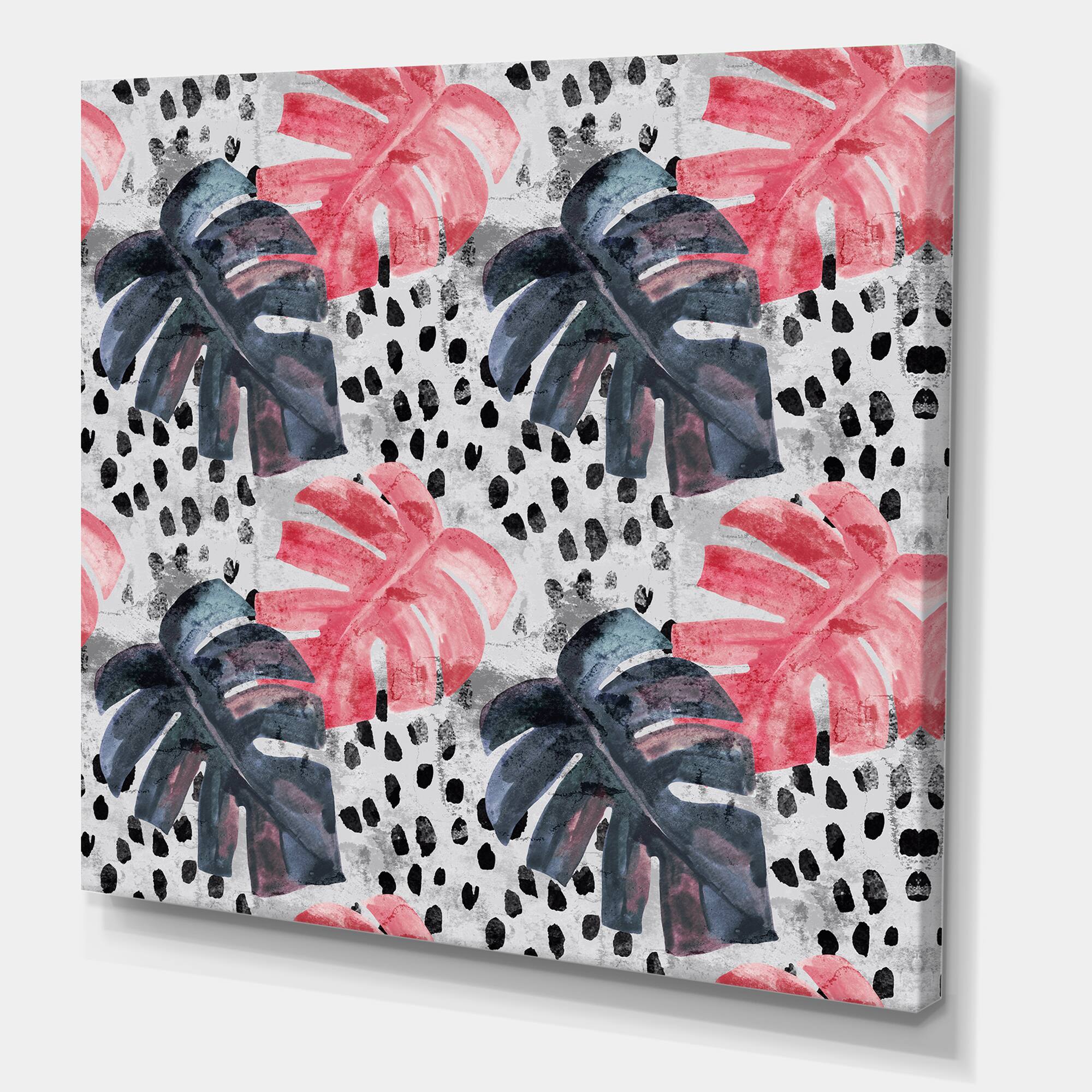 Designart - Colored Monstera On Rough Brush Strokes I