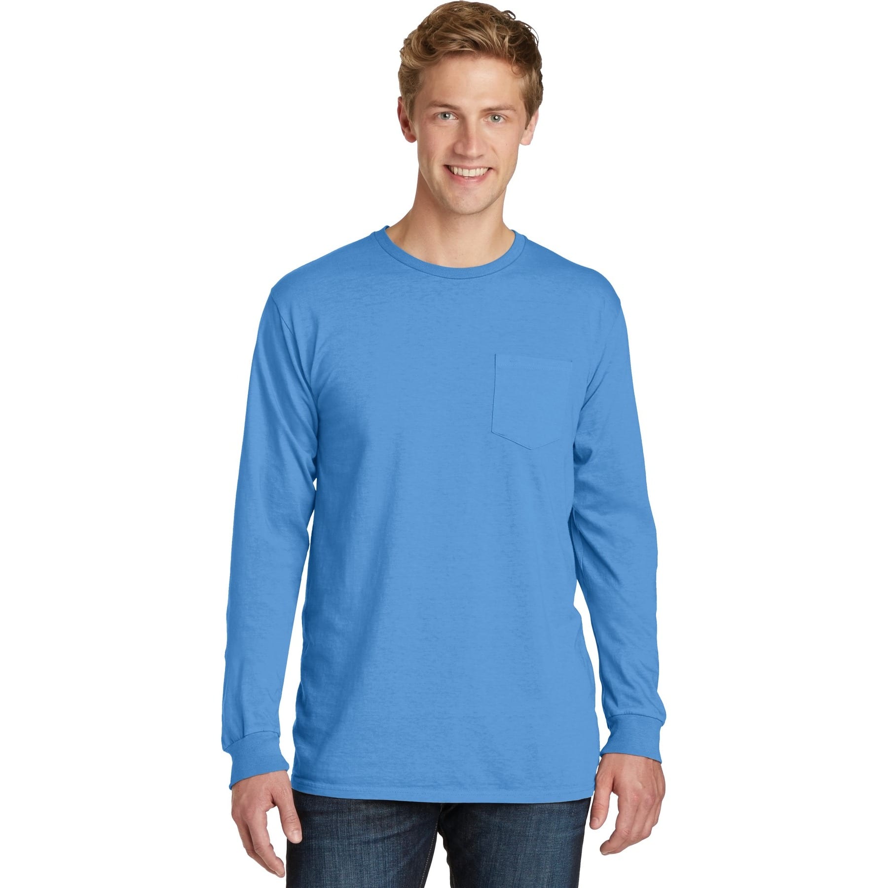 Port & Company® Beach Wash® Garment-Dyed Long Sleeve Pocket T-Shirt
