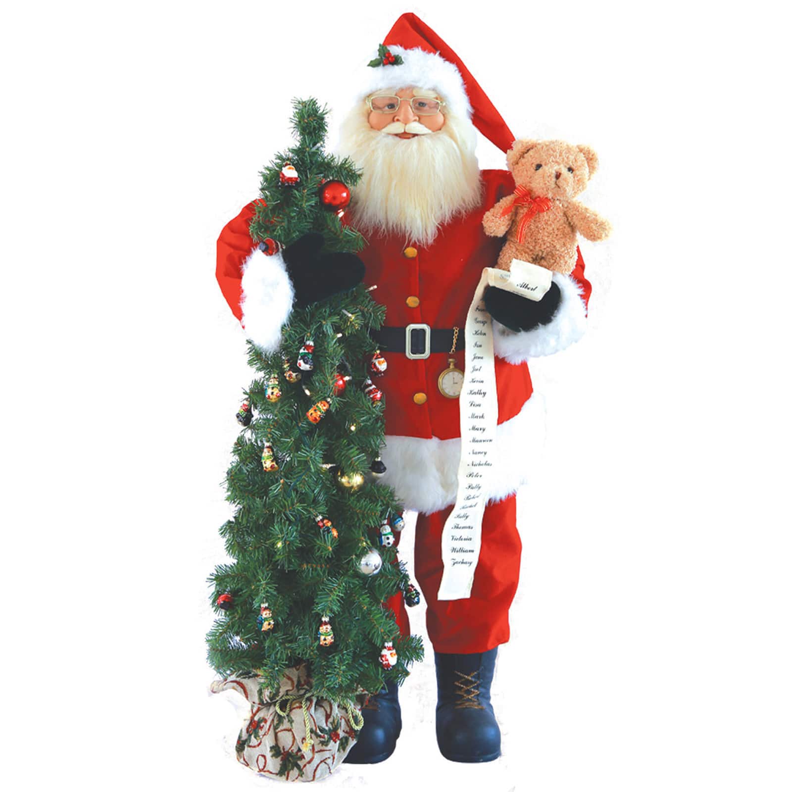 Santa's Workshop 48" Santa with Teddy Bear & Tree