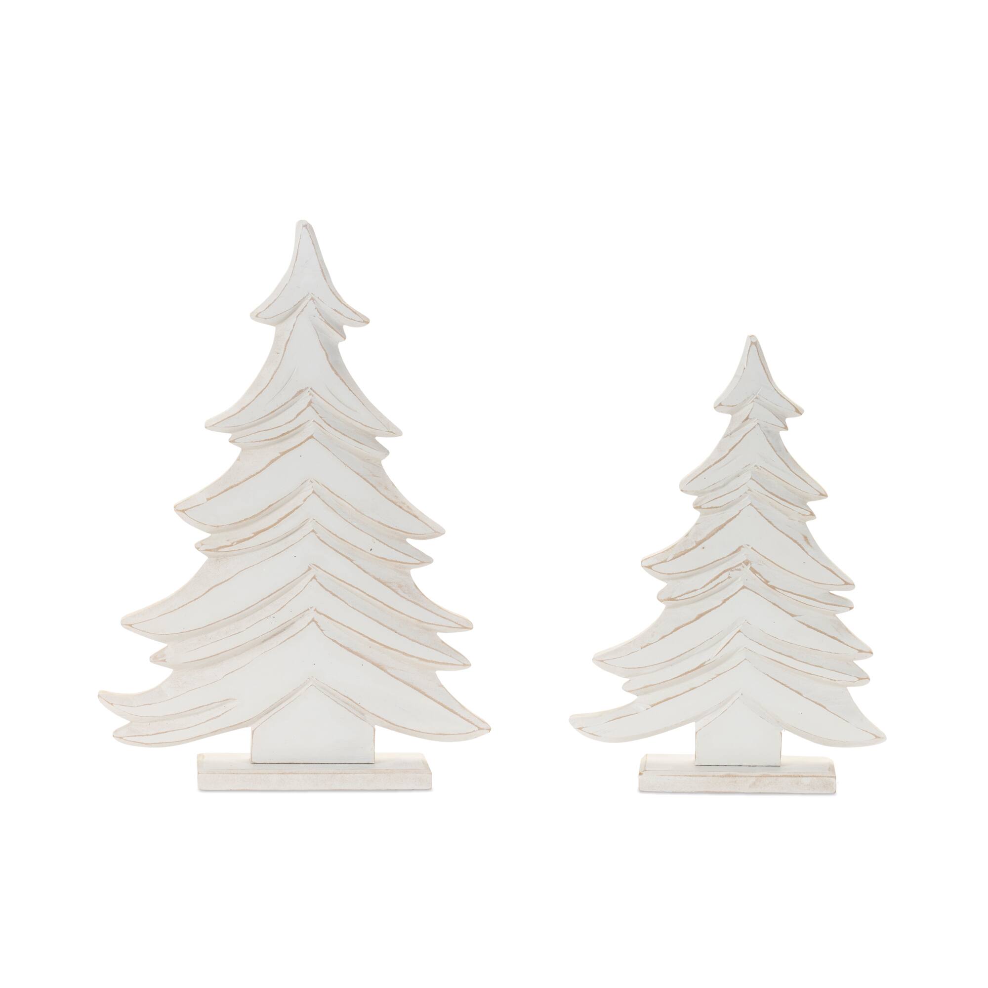 Carved Wood Pine Tree Set