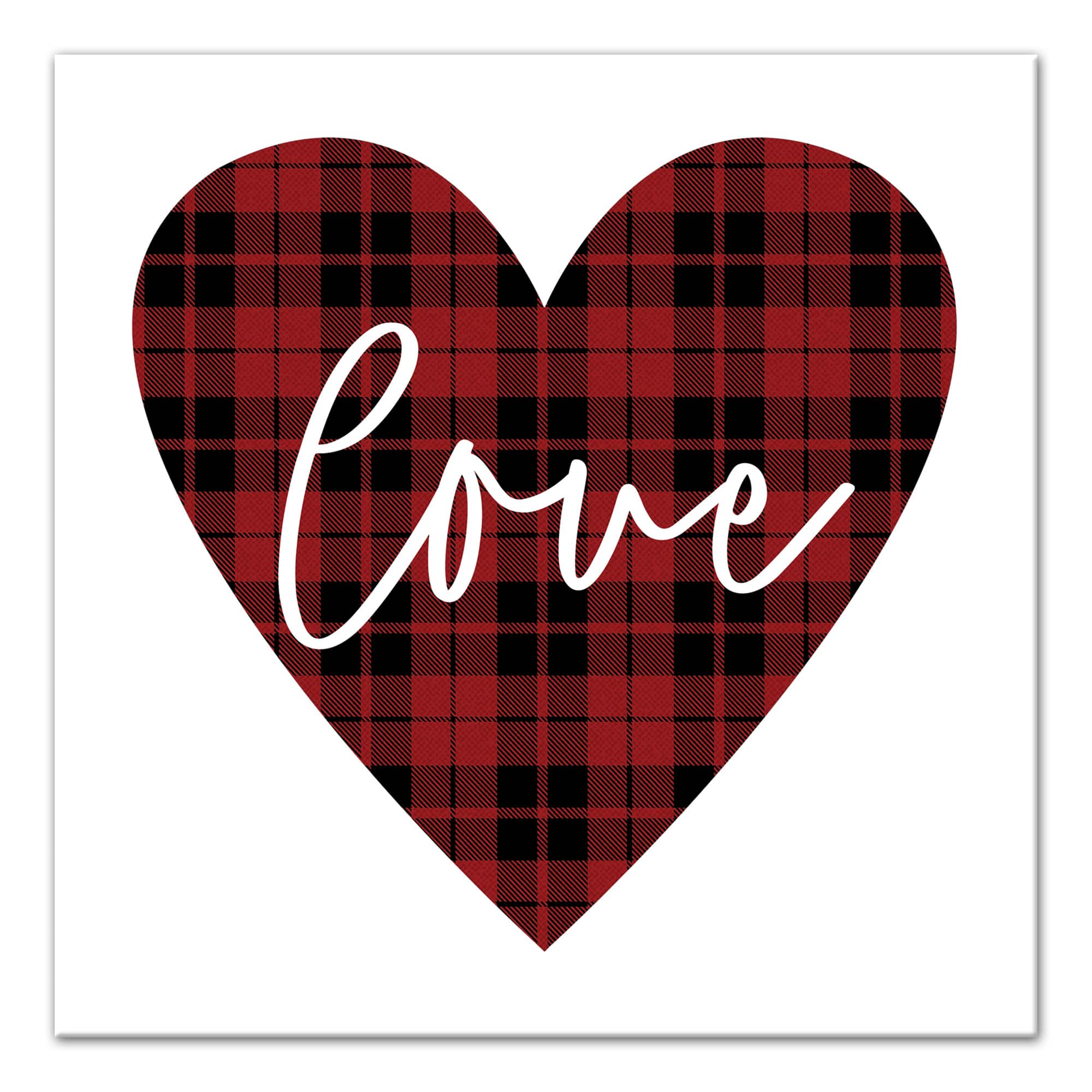 Love Plaid Heart Canvas Wall Art