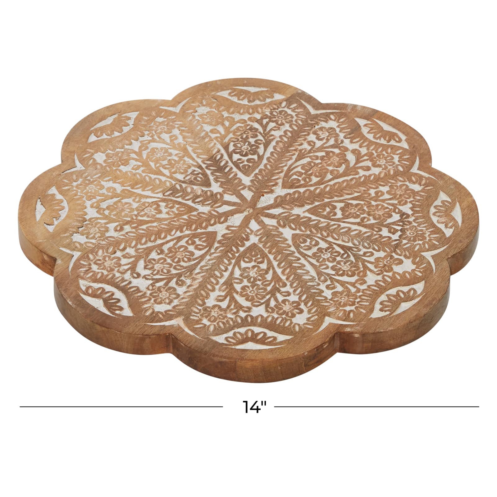 Brown Wood Farmhouse Lazy Susan Cake Stand, 2" x 15" x 15"