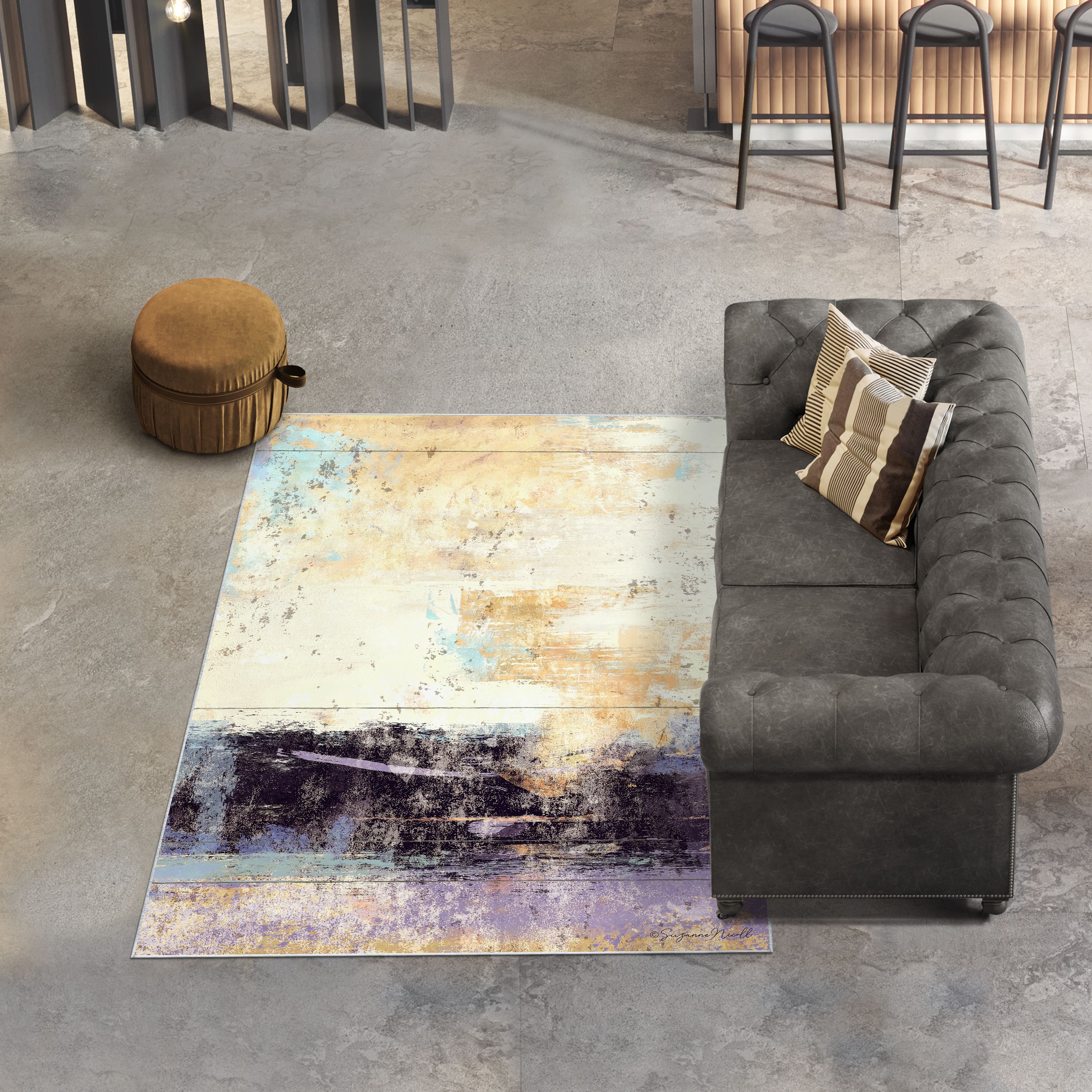 Empire Art Direct 5ft. x 7.5ft. Aubergine II Washable Abstract Area Rug