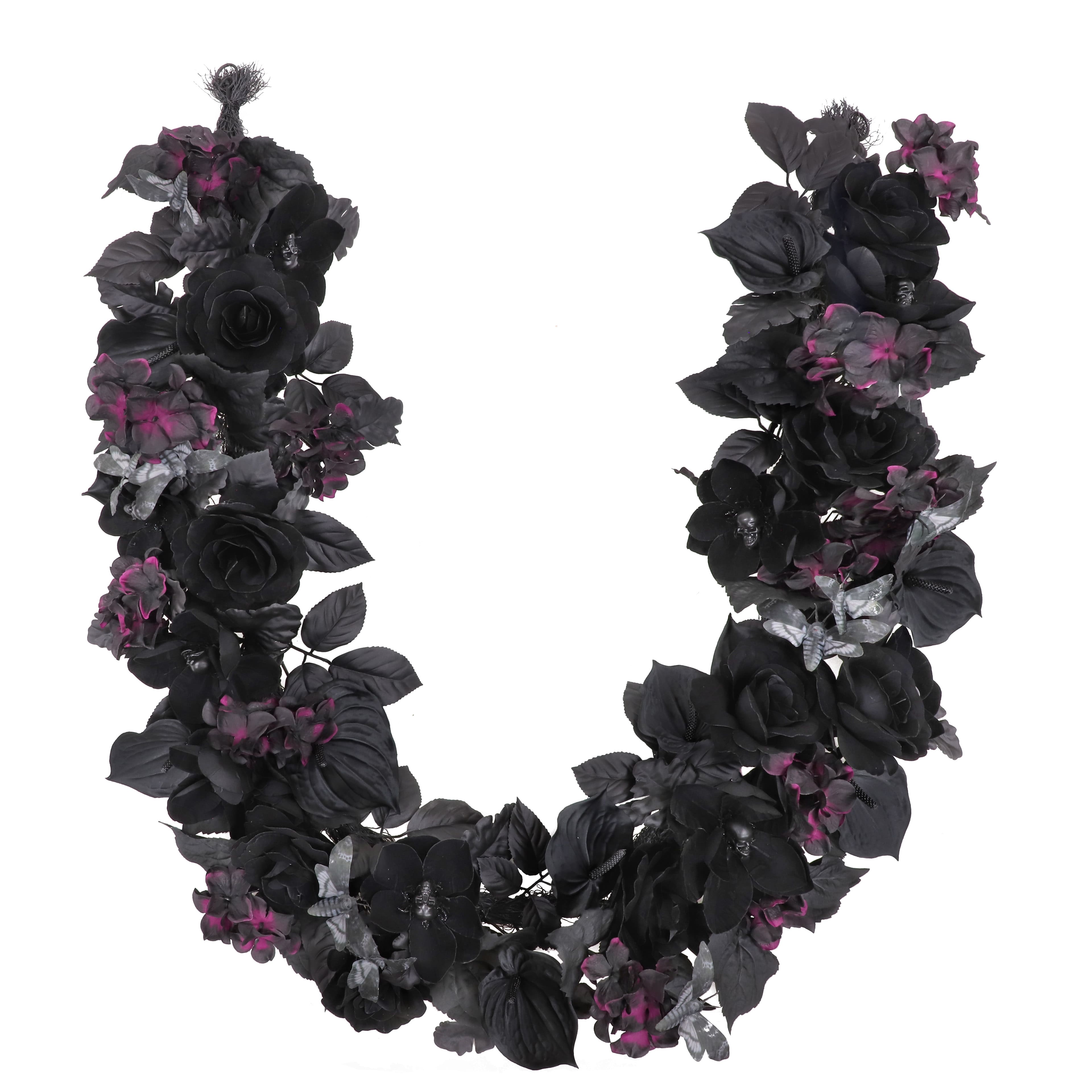 6ft. Black Rose, Skull Flower & Moth Garland by Ashland®