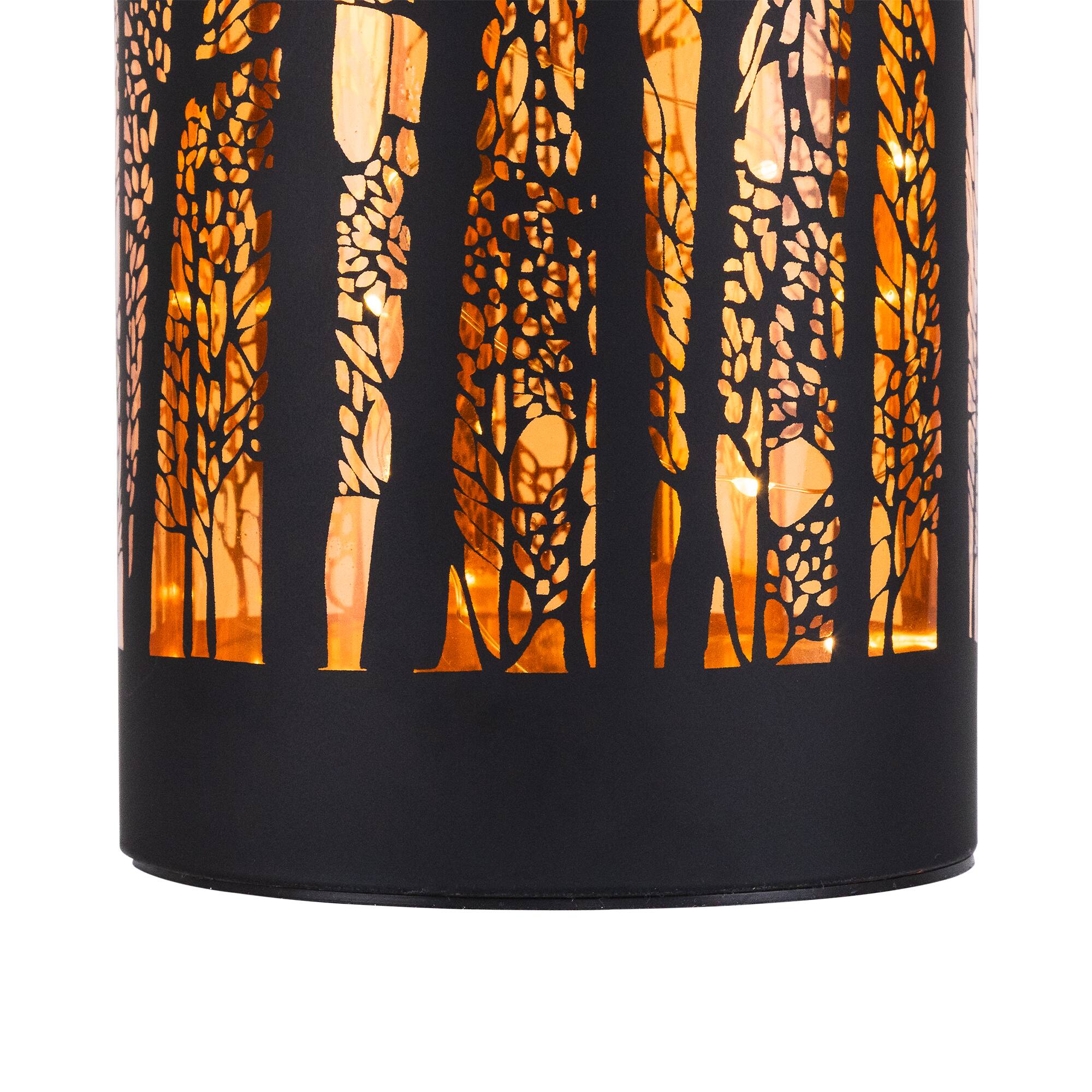 7.75" Forest Trees Fall Harvest Glass LED Hurricane Candle