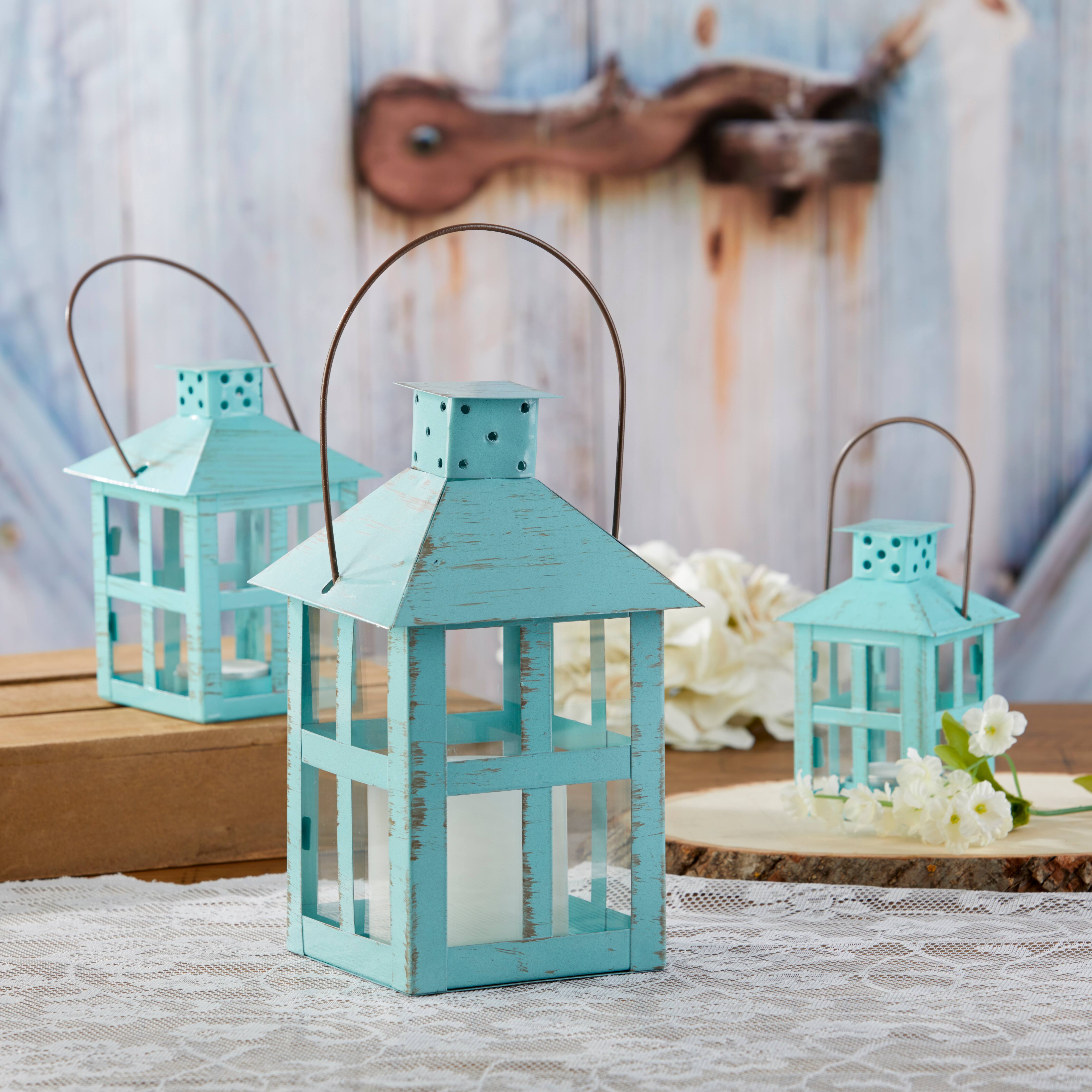Kate Aspen® Extra Large Vintage Blue Distressed Lantern