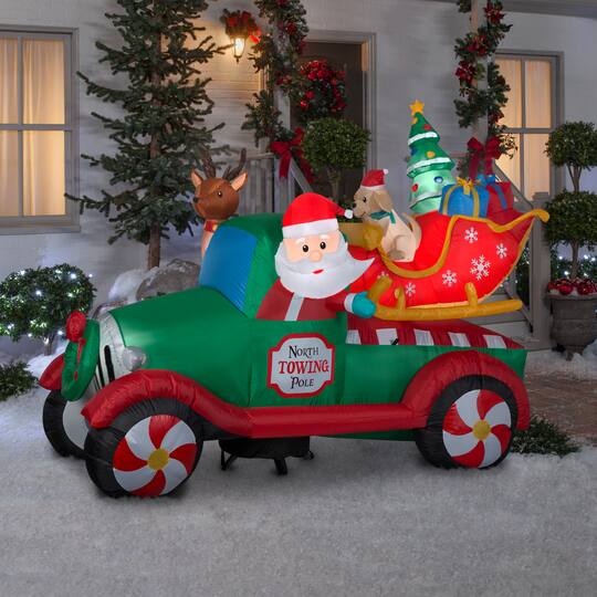 6ft. Airblown® Inflatable Christmas Santa's Tow Truck | Michaels