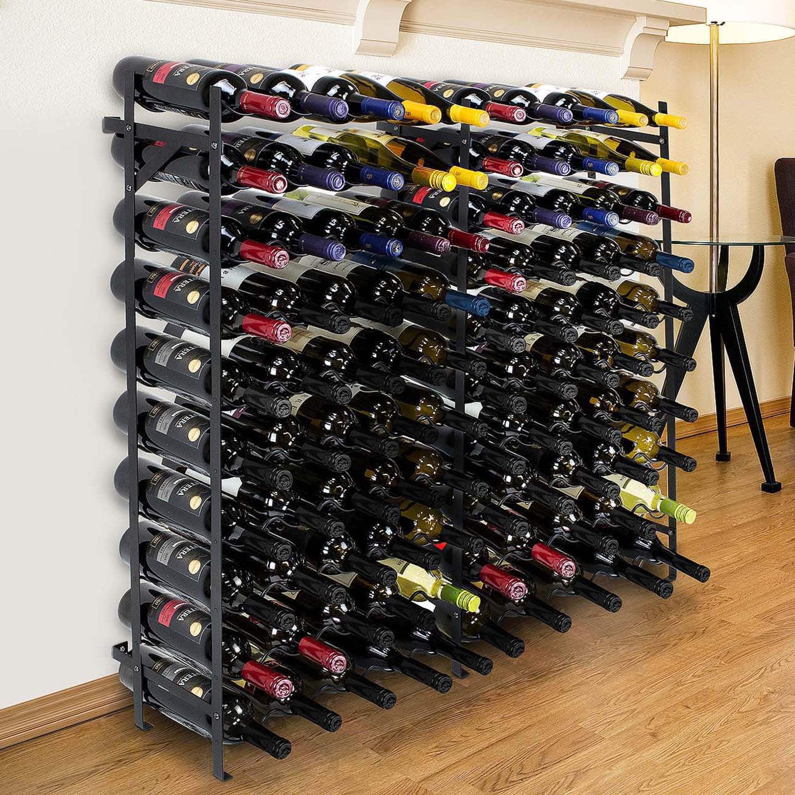 Sorbus Black 100-Bottle Freestanding Metal Wine Rack