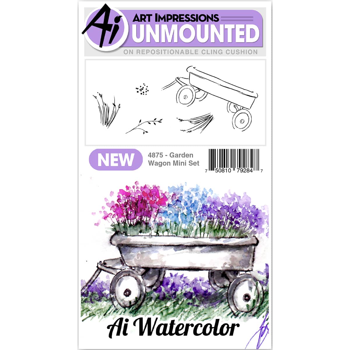 Art Impressions Watercolor Cling Rubber Stamps truck Mini Set 