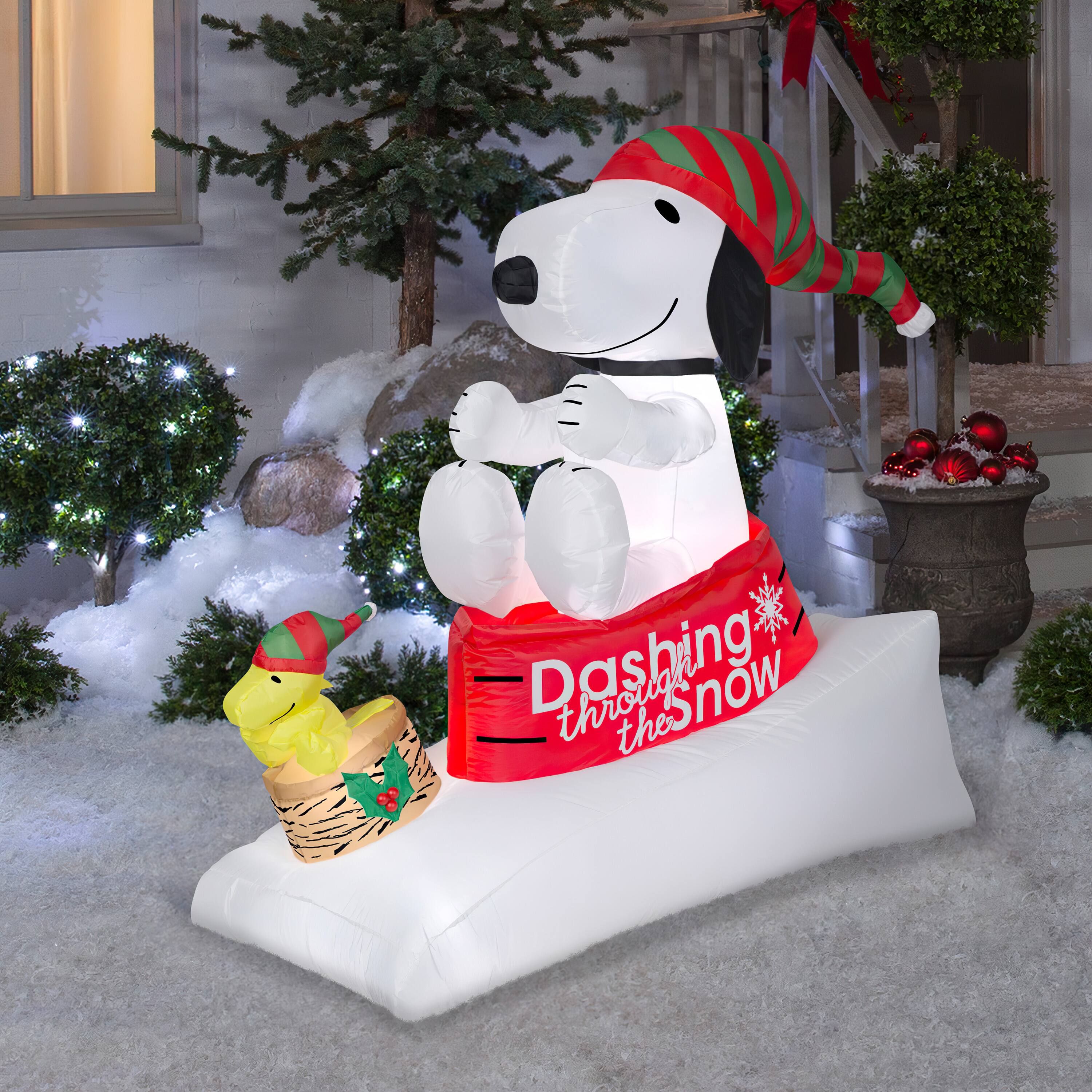 4ft Airblown® Inflatable Snoopy And Woodstock Sled Scene Christmas Inflatables Michaels