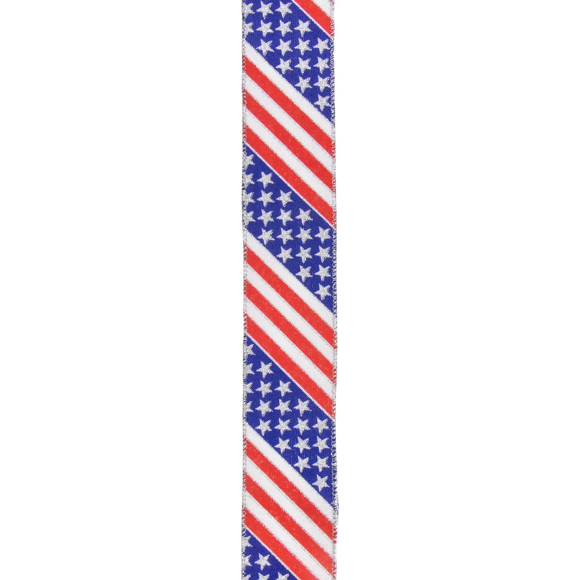 Patriotic Stars & Stripes Flag Wired Craft Ribbon, 2.5" x 10yd.