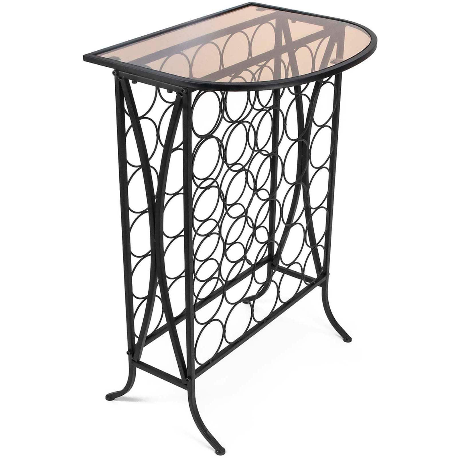 Sorbus 30-Bottle Metal Wine Stand with Glass Top