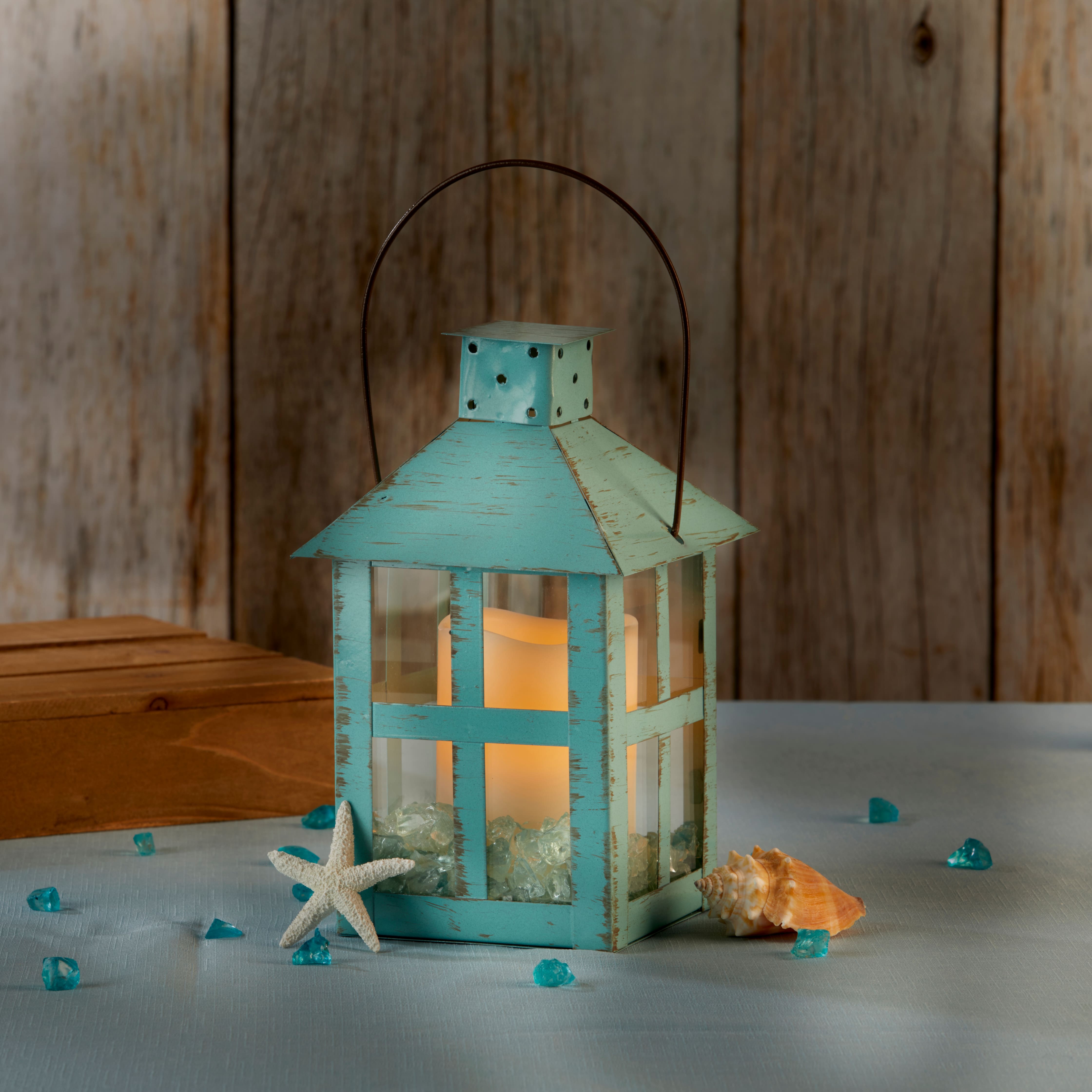 Kate Aspen® Extra Large Vintage Blue Distressed Lantern