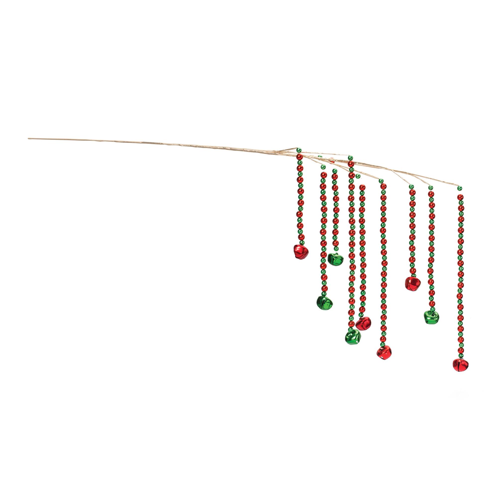 Green & Red Hanging Sleigh Bell Branch, 2ct.