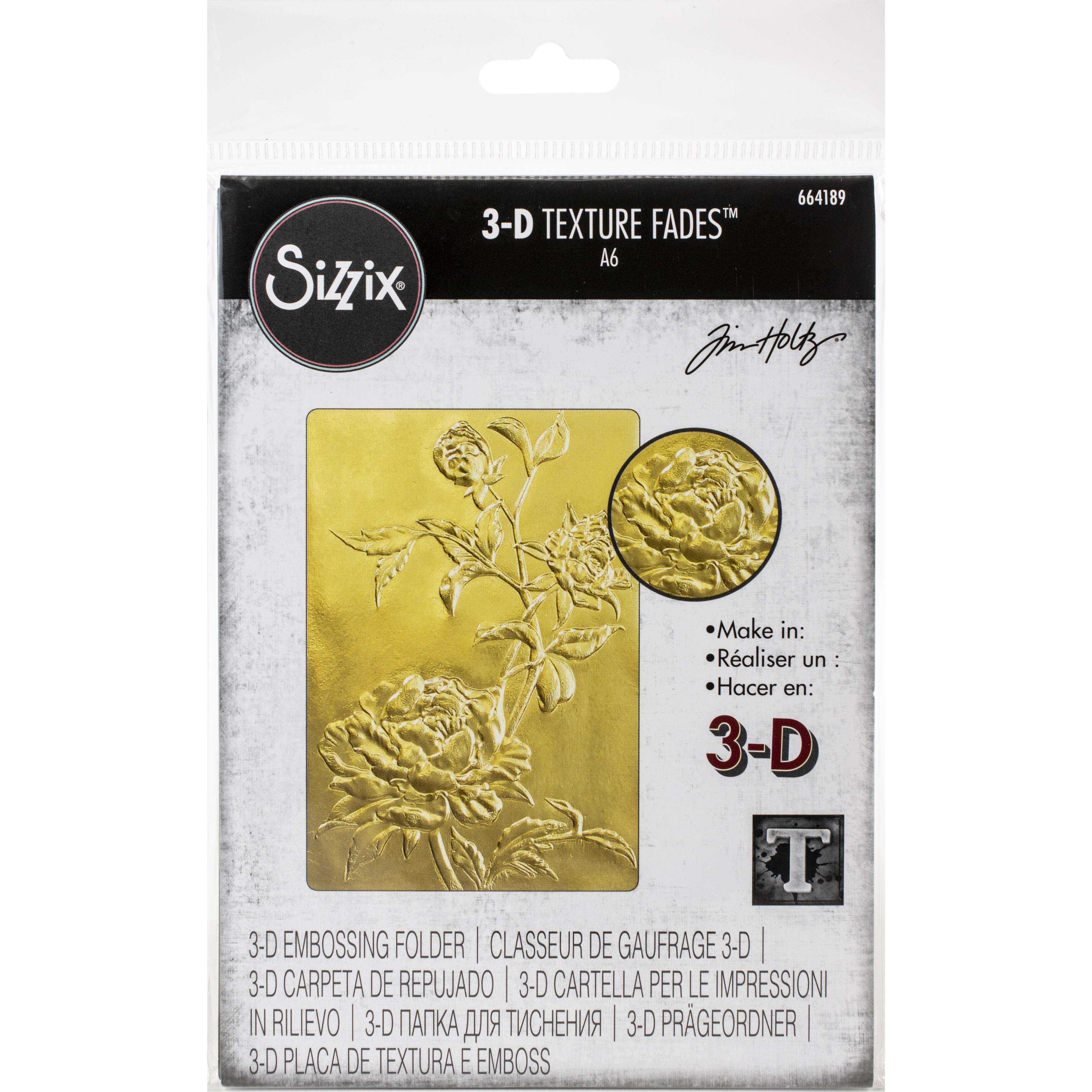 Sizzix® 3D Texture Fades® Roses Embossing Folder by Tim Holtz®