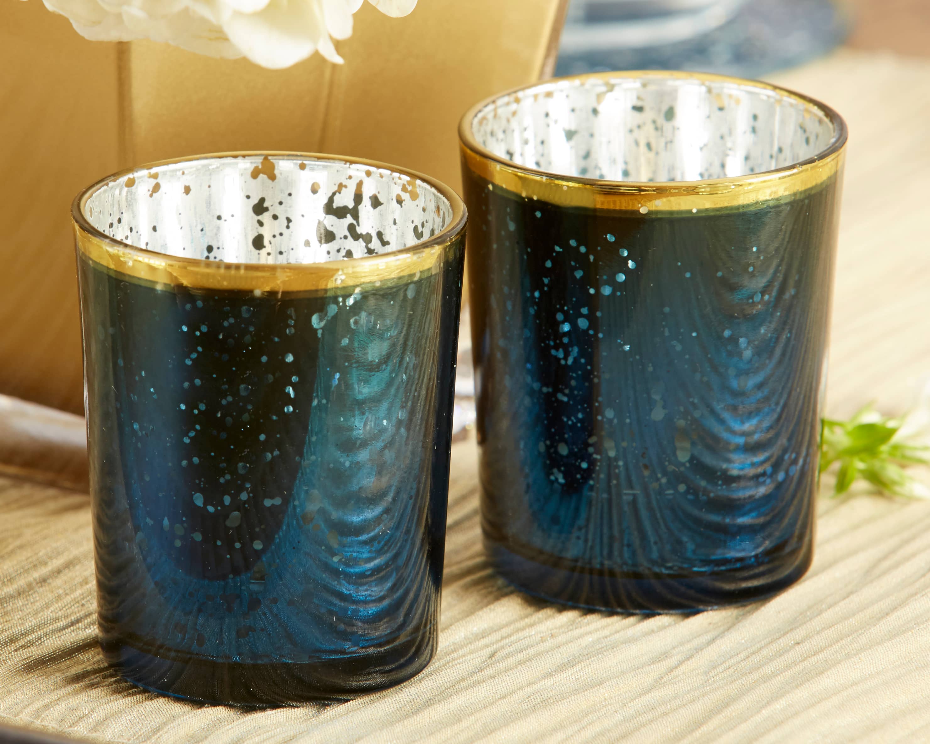 Kate Aspen® Blue Mercury Glass Tea Light Holder, 4ct.