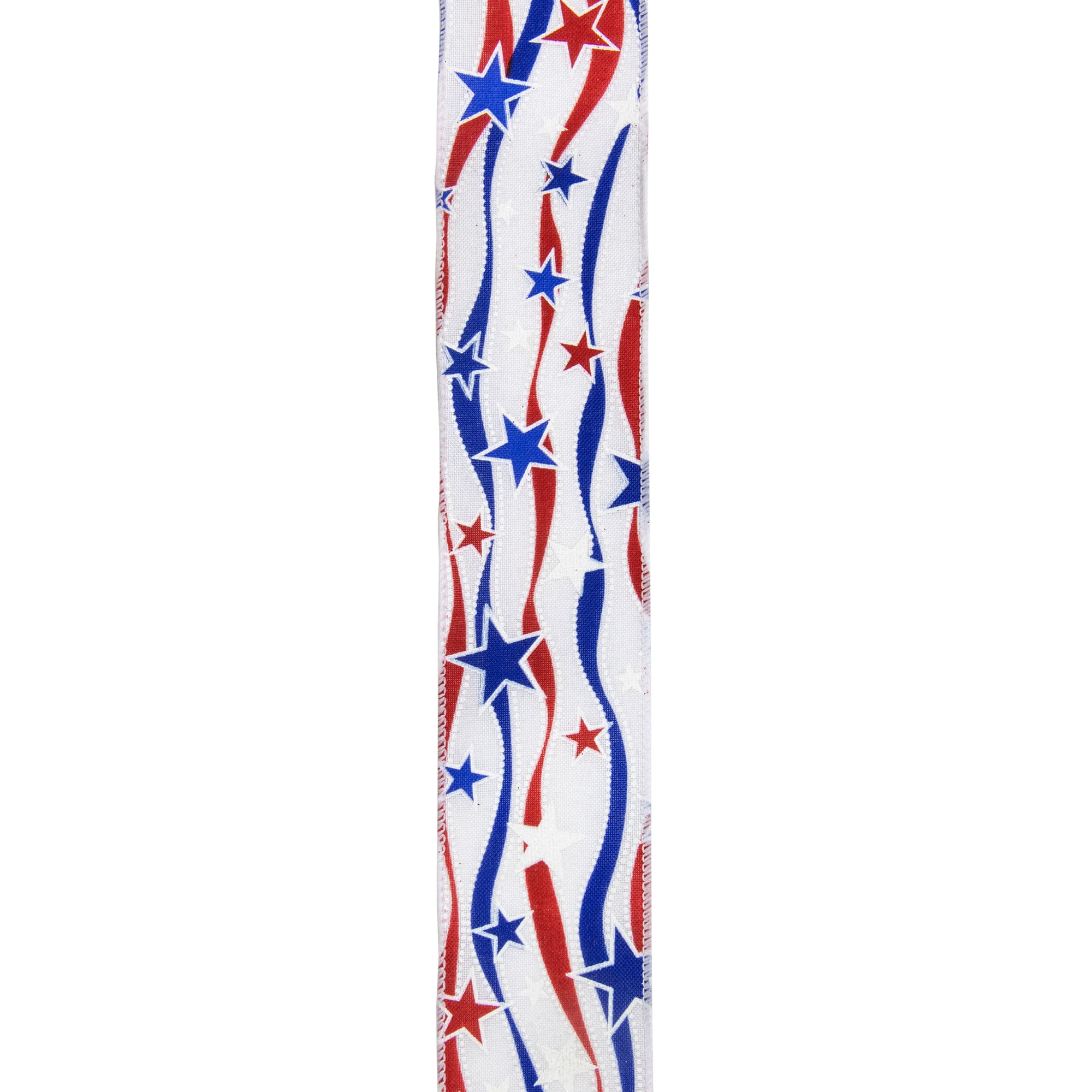 Patriotic Stars & Stripes Wired Craft Ribbon, 2.5" x 10yd.