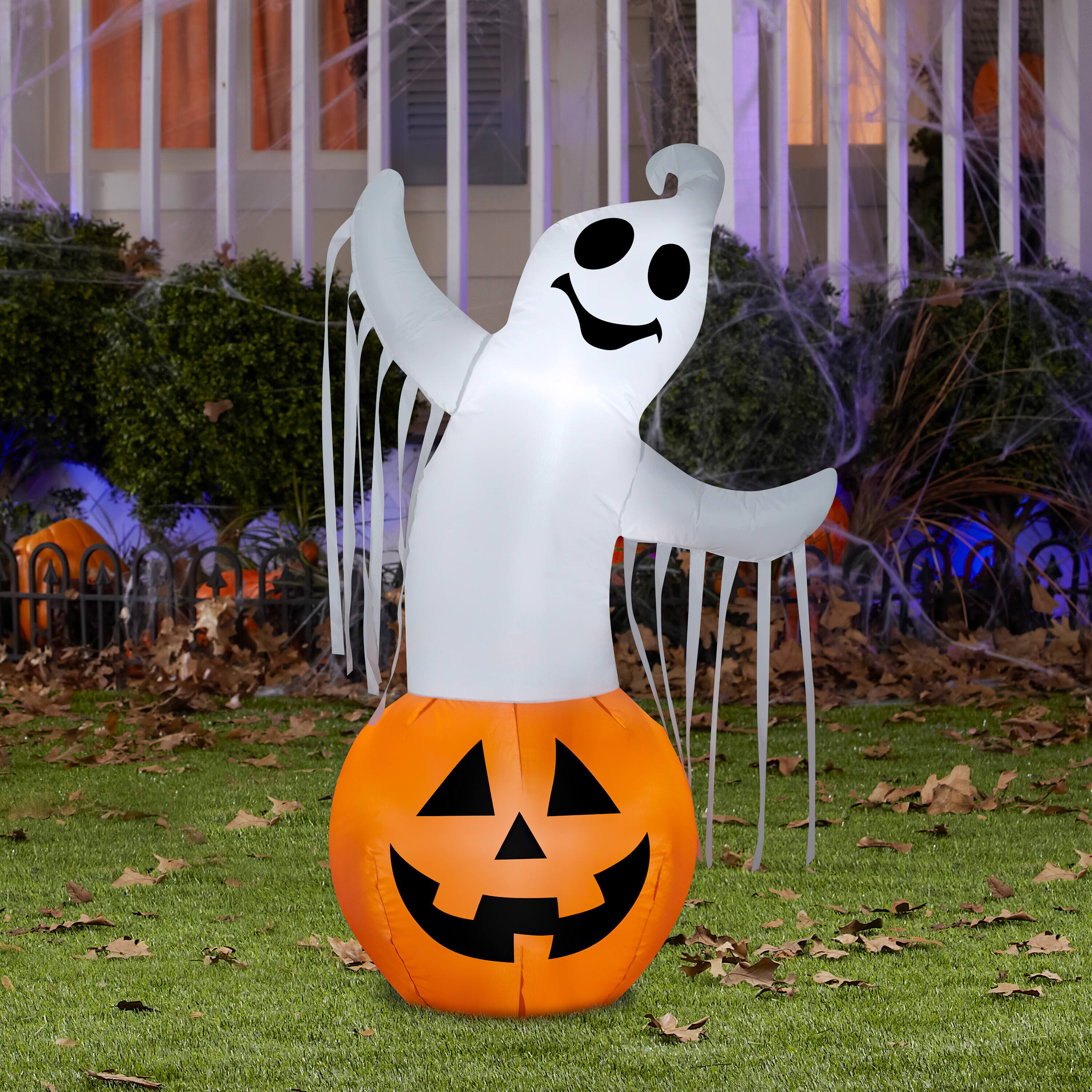 Ghost with Hat Airblown Inflatable Halloween Yard Decor 3.5ft Home Accents 
