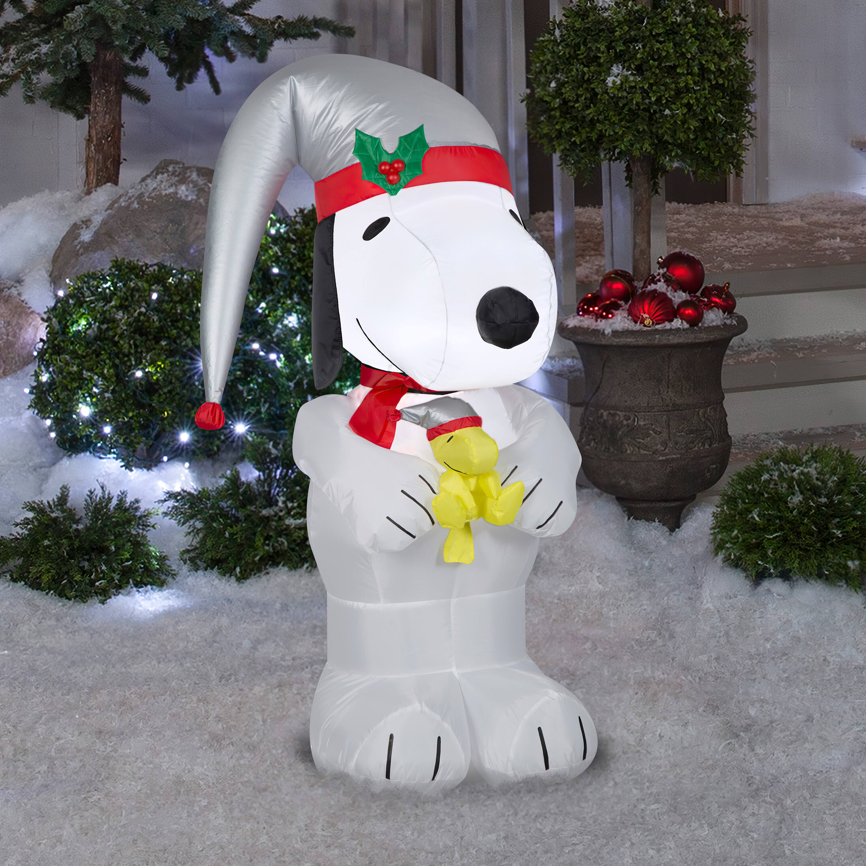 3.5ft. Airblown® Inflatable Christmas Snoopy & Woodstock | Michaels