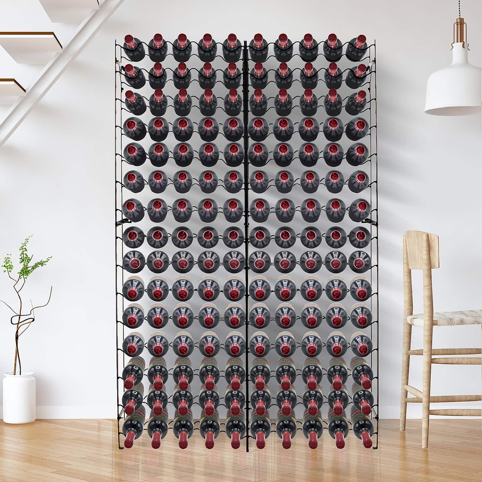 Sorbus Black 150-Bottle Freestanding Metal Wine Rack