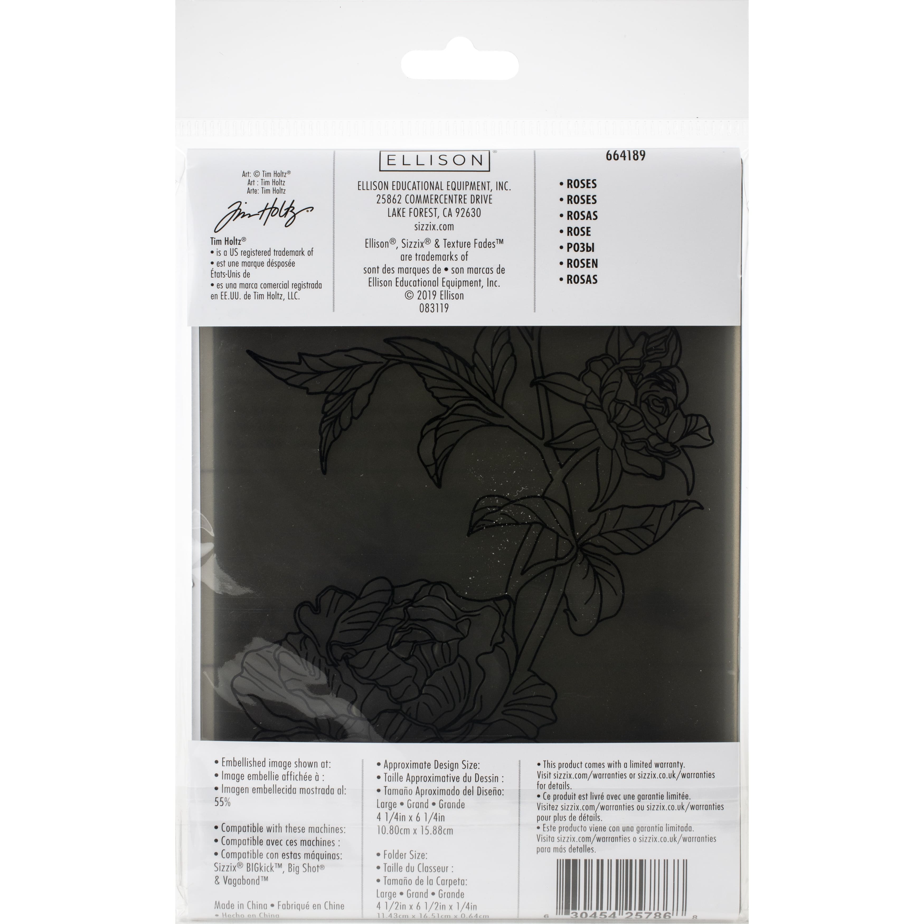 Sizzix® 3D Texture Fades® Roses Embossing Folder by Tim Holtz®