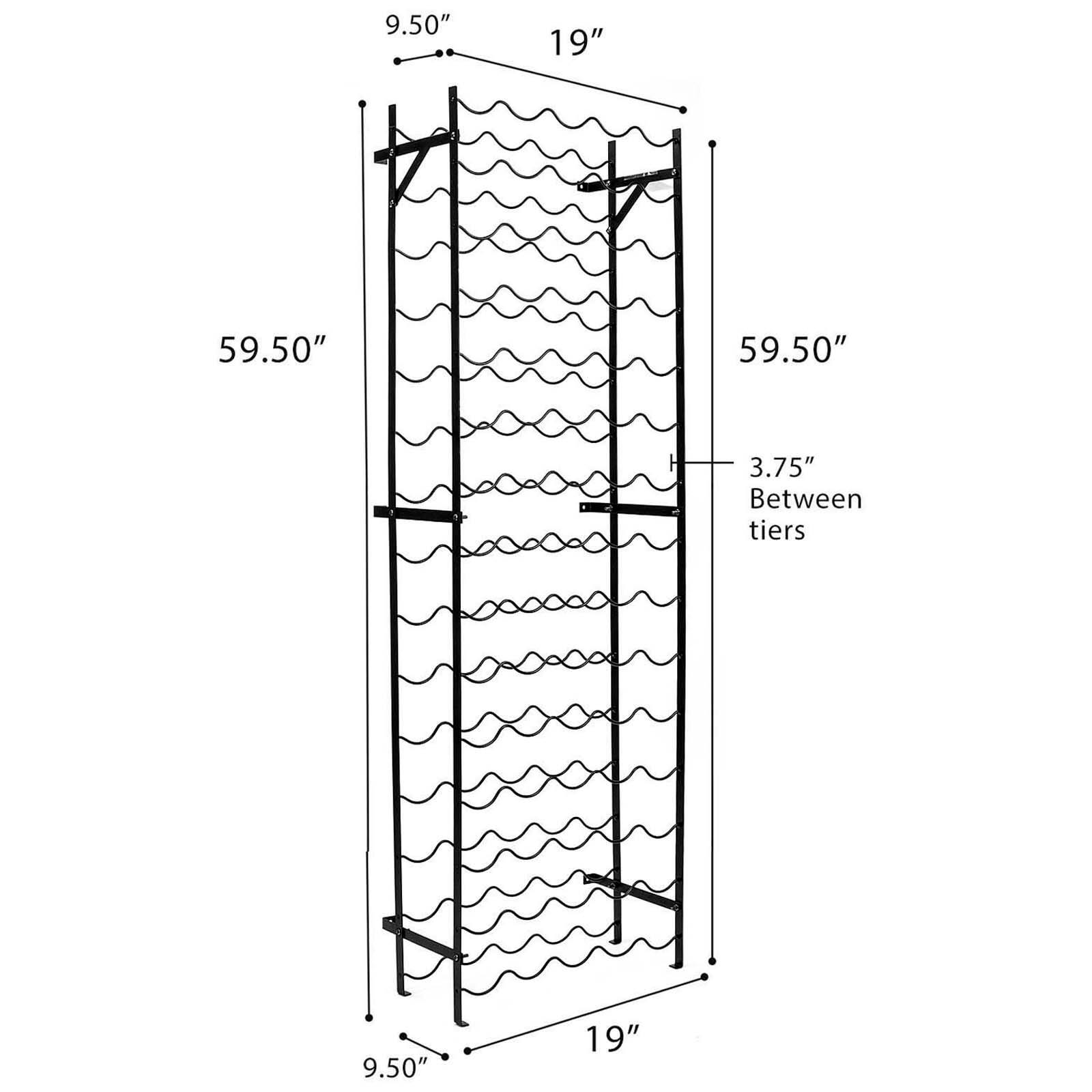 Sorbus Black 75-Bottle Freestanding Metal Wine Rack