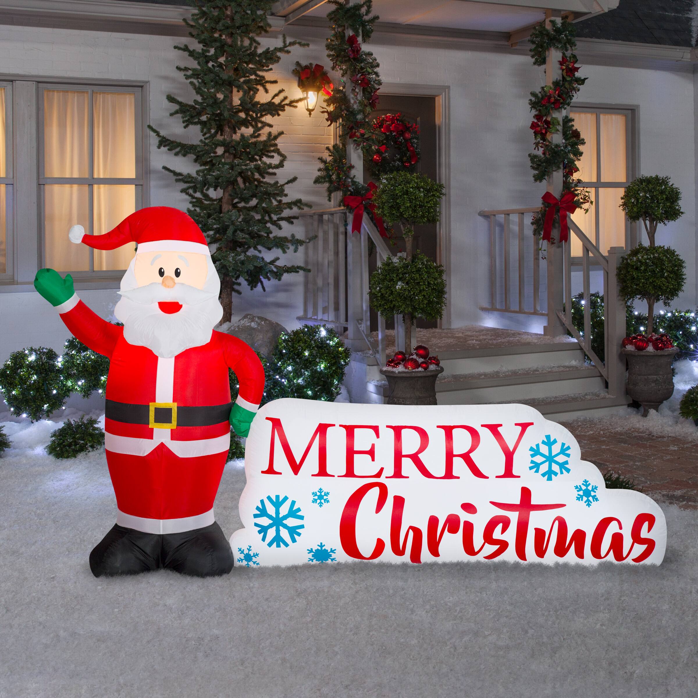 5.5ft. Airblown® Inflatable Santa & Merry Christmas Sign Scene