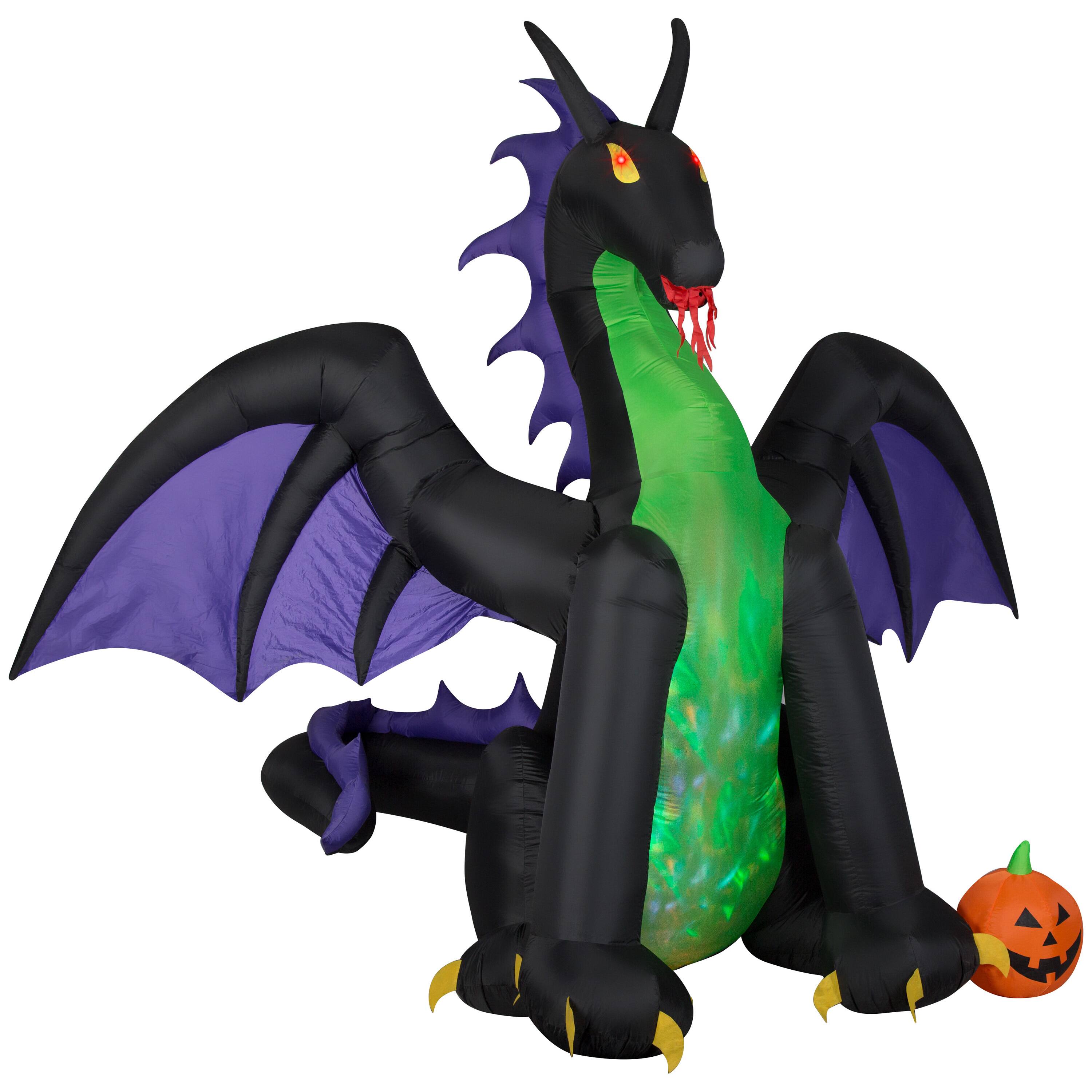 Halloween 9 ft Projection Inflatable Fire and Ice Dragon Animated Wings for sale online 